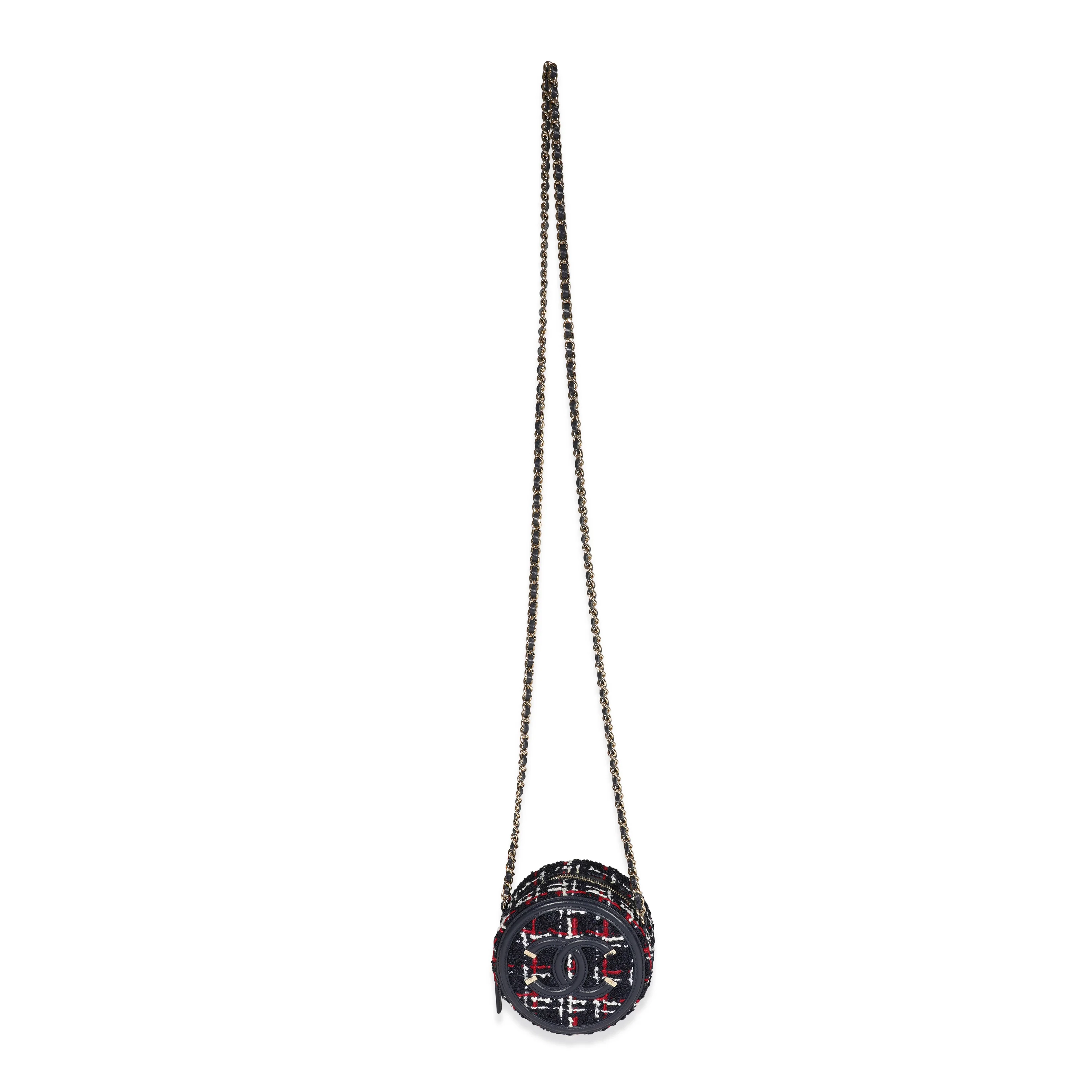 Chanel Navy Tweed & Calfskin Round Filigree Mini Crossbody - Image 4