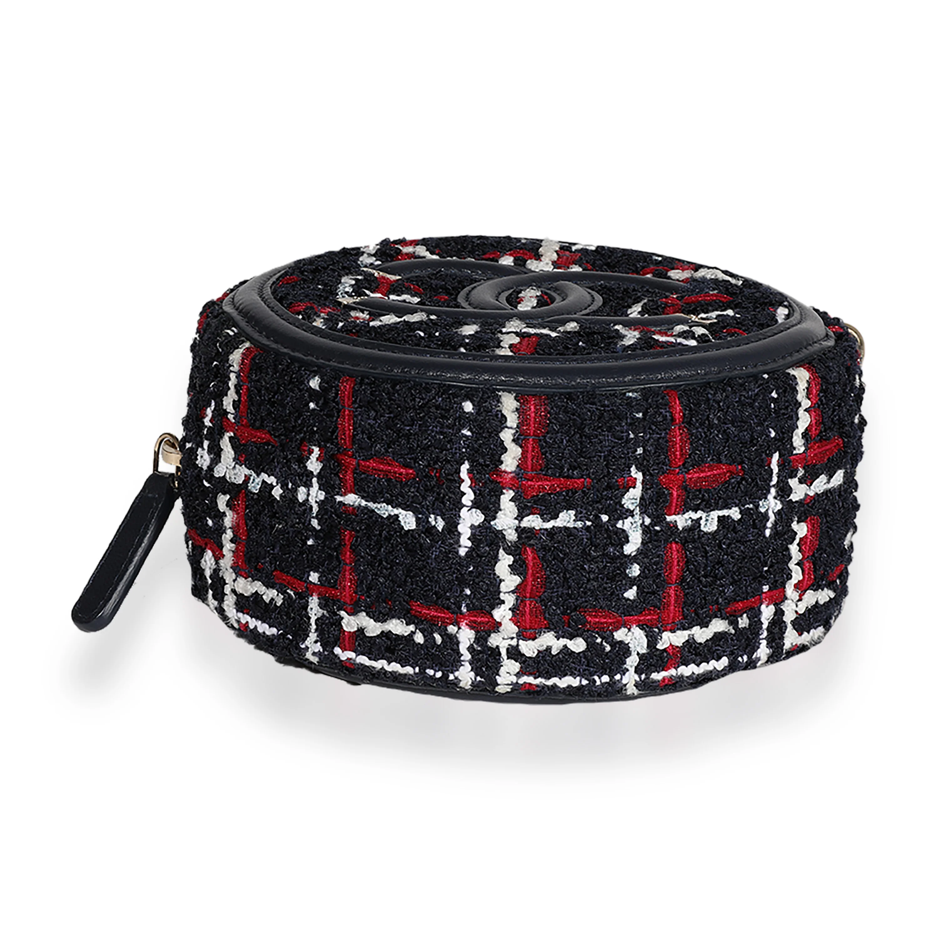 Chanel Navy Tweed & Calfskin Round Filigree Mini Crossbody - Image 6