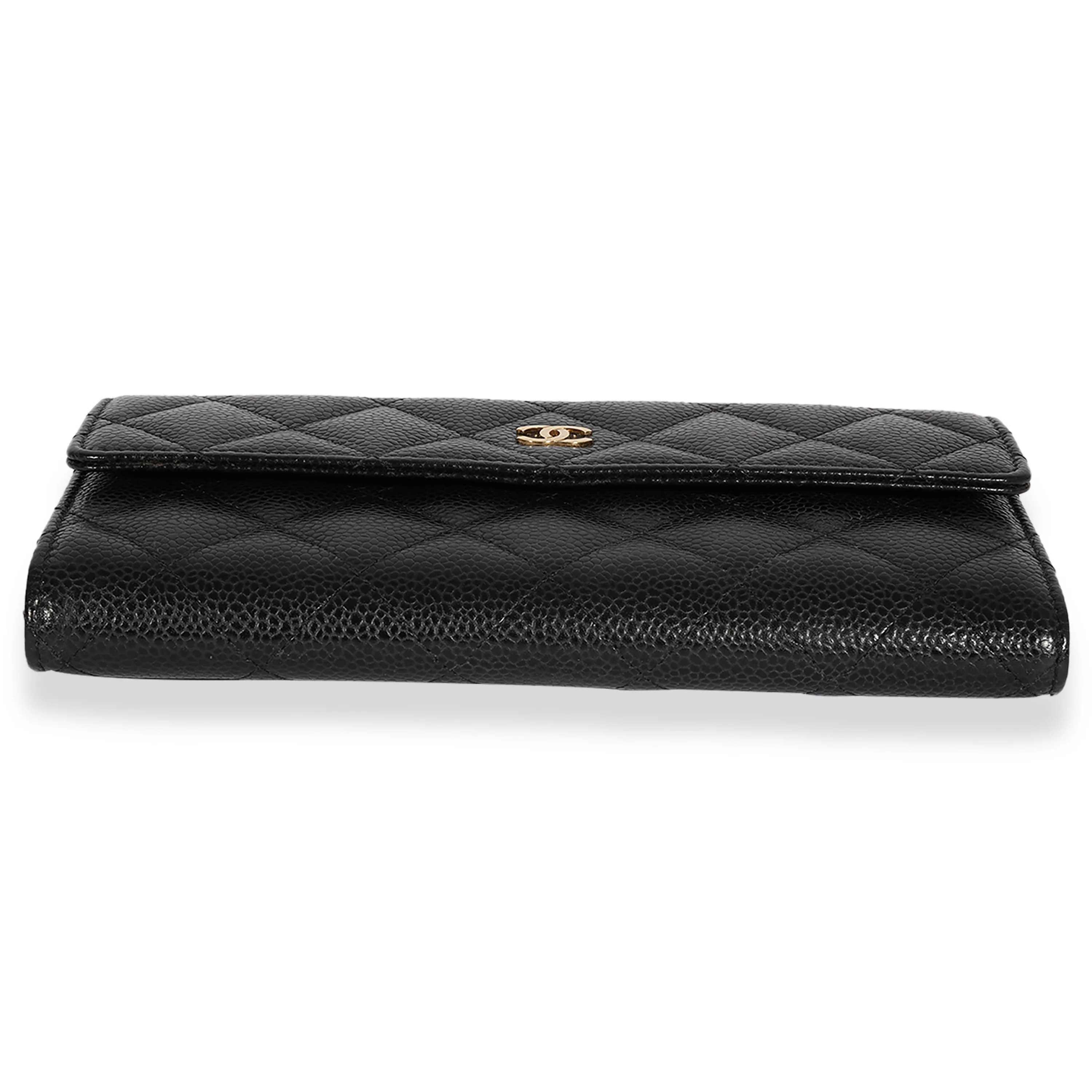 Chanel Black Quilted Caviar Long Flap Wallet - Image 5
