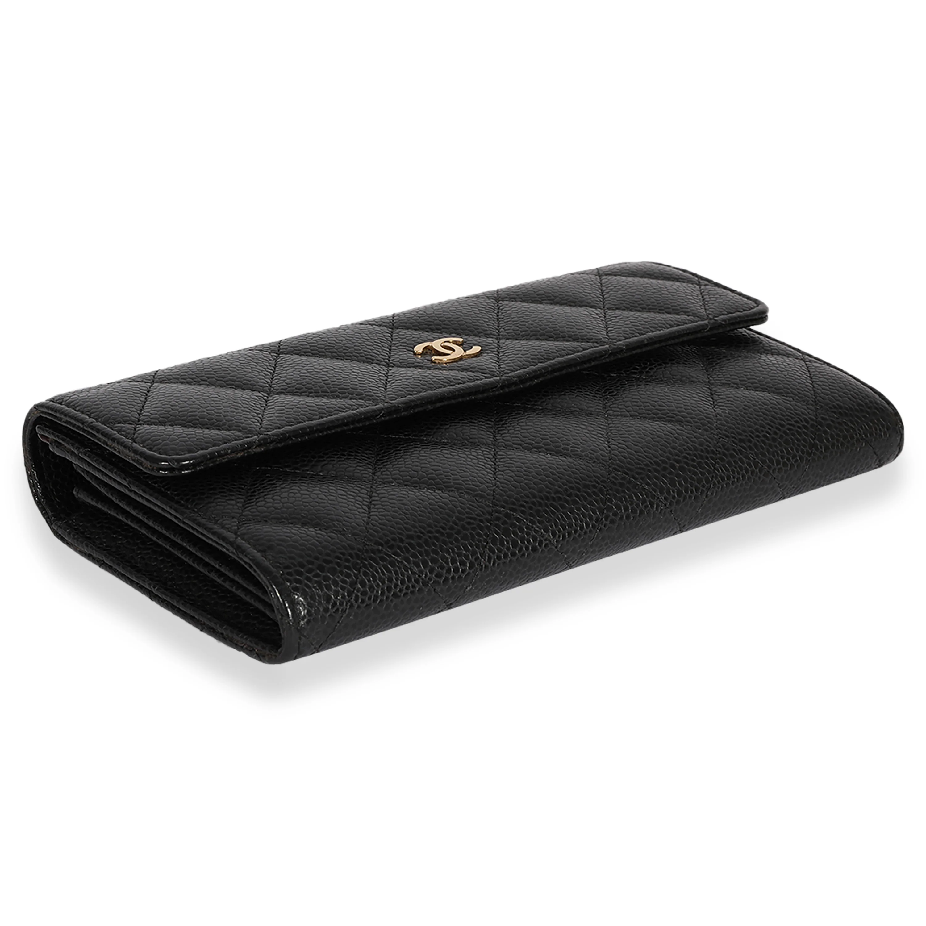 Chanel Black Quilted Caviar Long Flap Wallet - Image 6