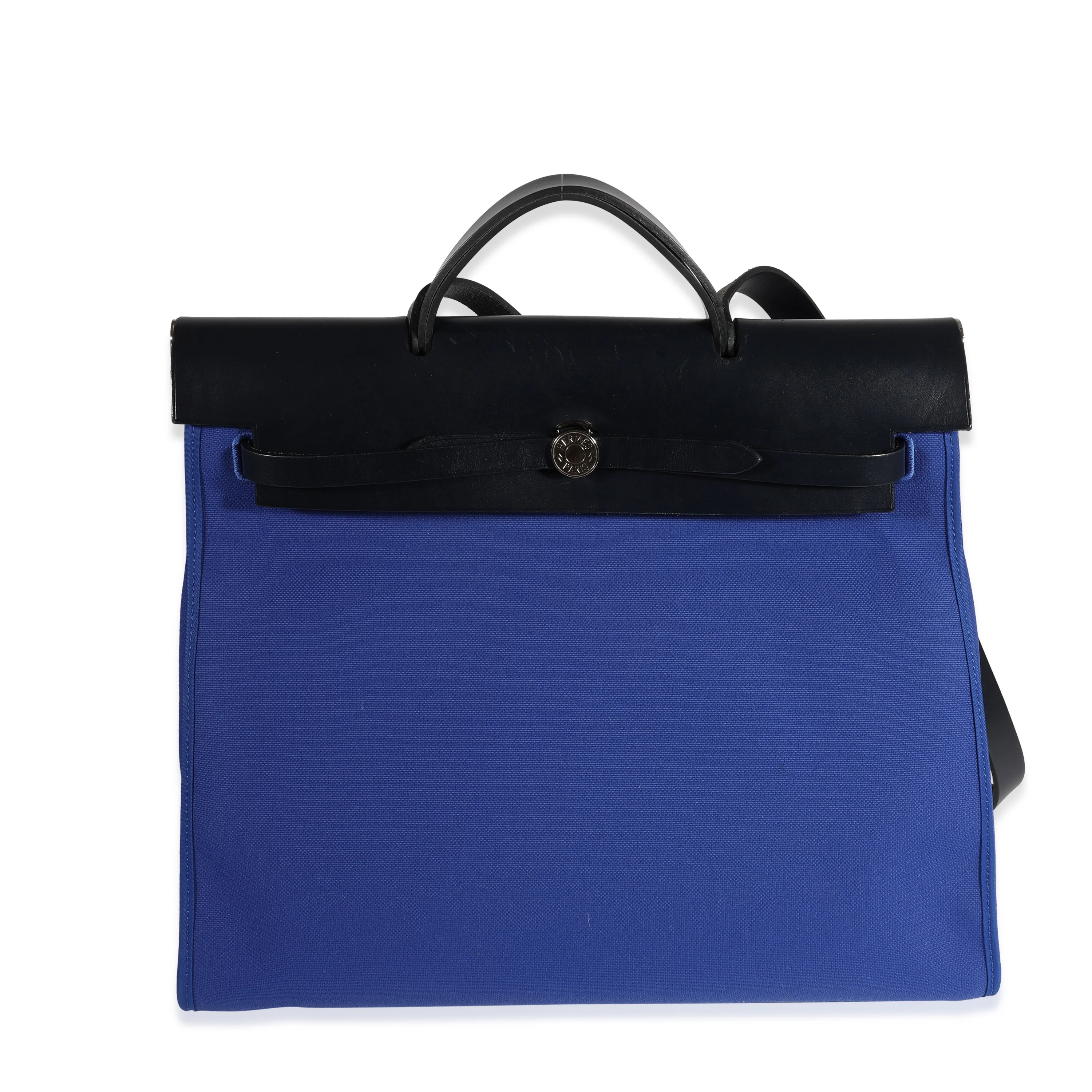 Hermès Bleu Électrique Toile & Bleu Indigo Vache Hunter Herbag Zip 39 PHW
