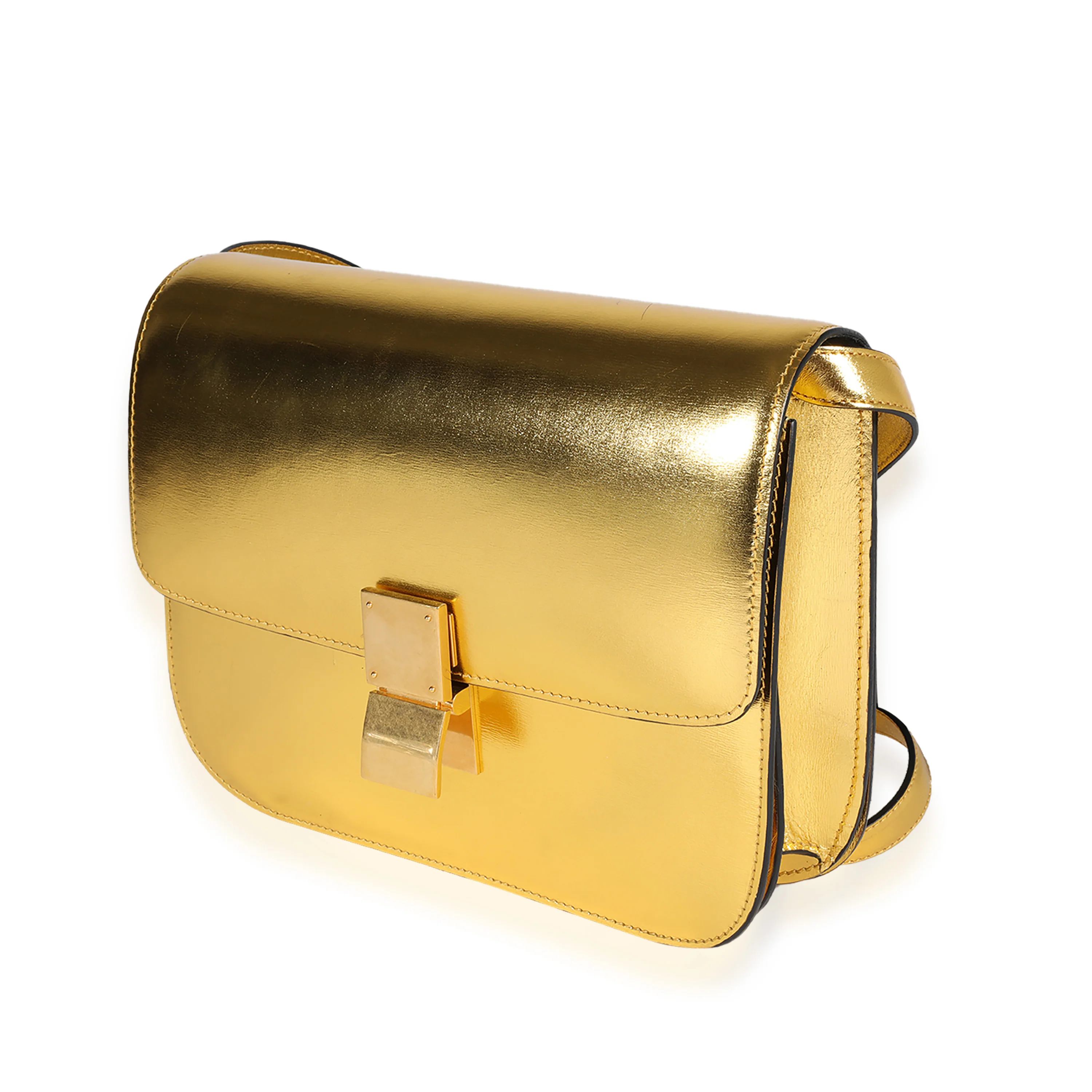 Celine Metallic Gold Calfskin Medium Box Bag - Image 2