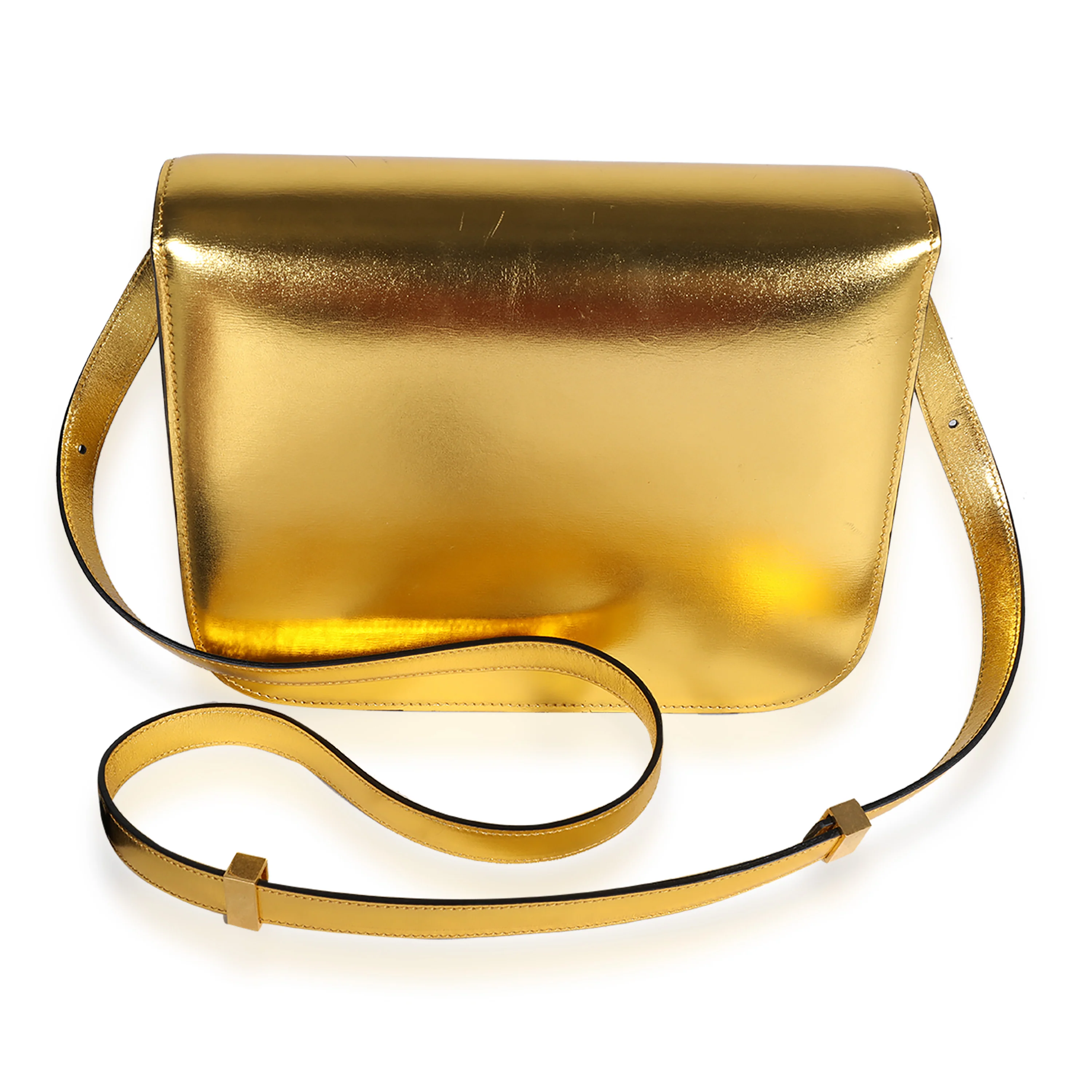 Celine Metallic Gold Calfskin Medium Box Bag - Image 3