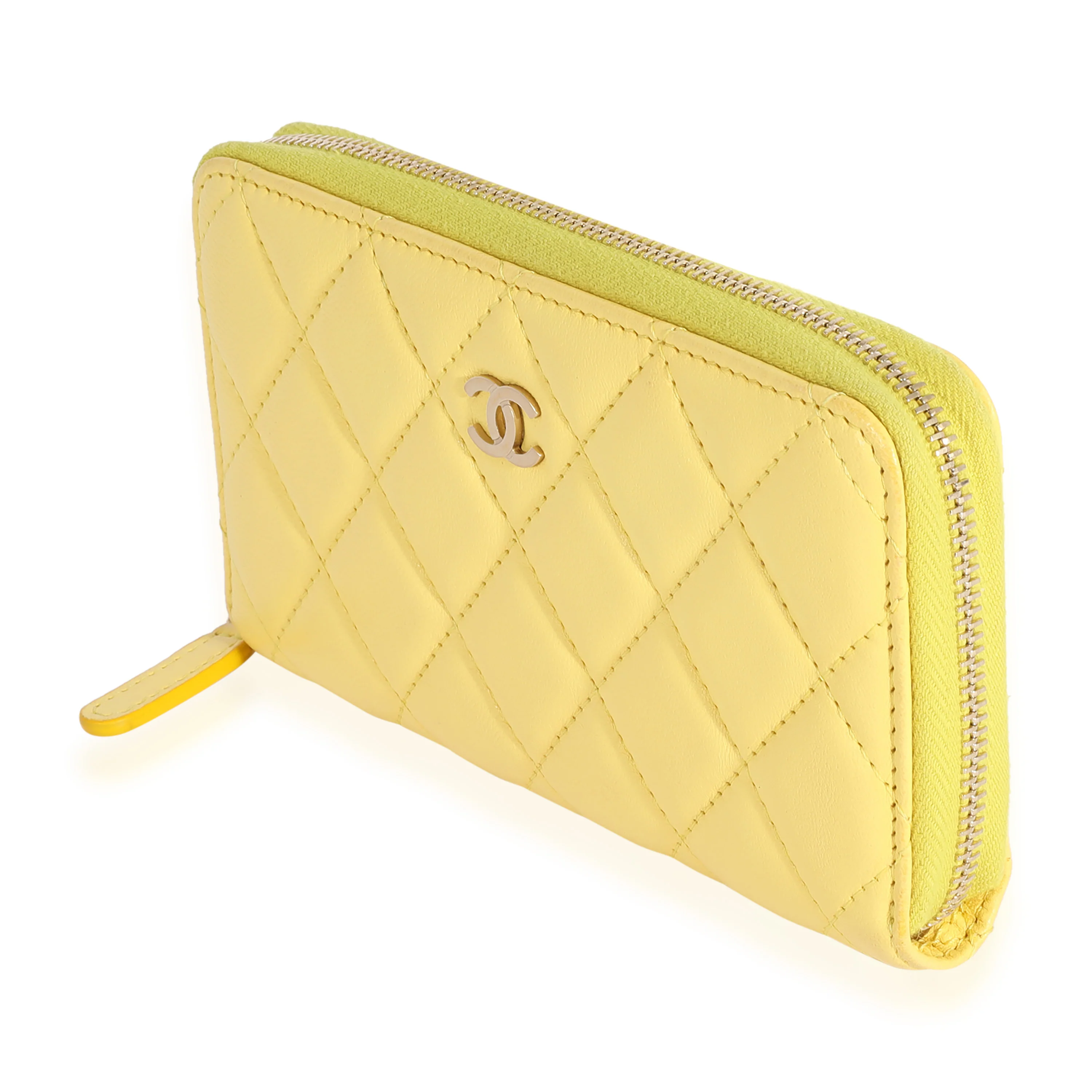 Chanel Yellow Quilted Lambskin Medium Zip-Around Wallet - Image 2