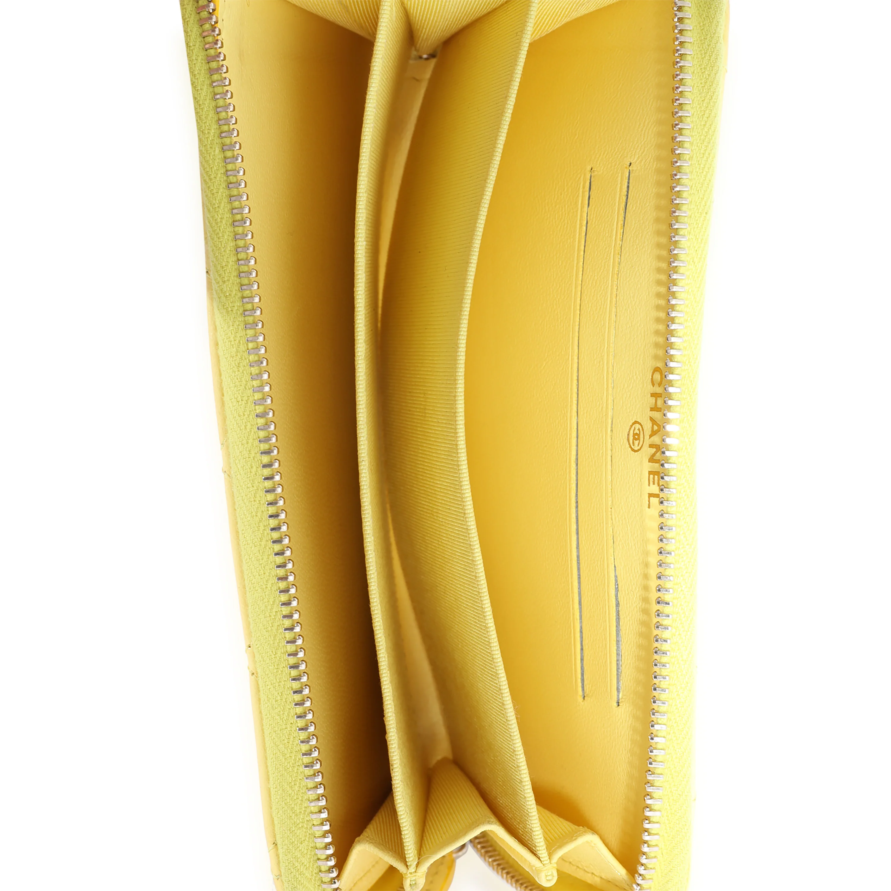 Chanel Yellow Quilted Lambskin Medium Zip-Around Wallet - Image 6