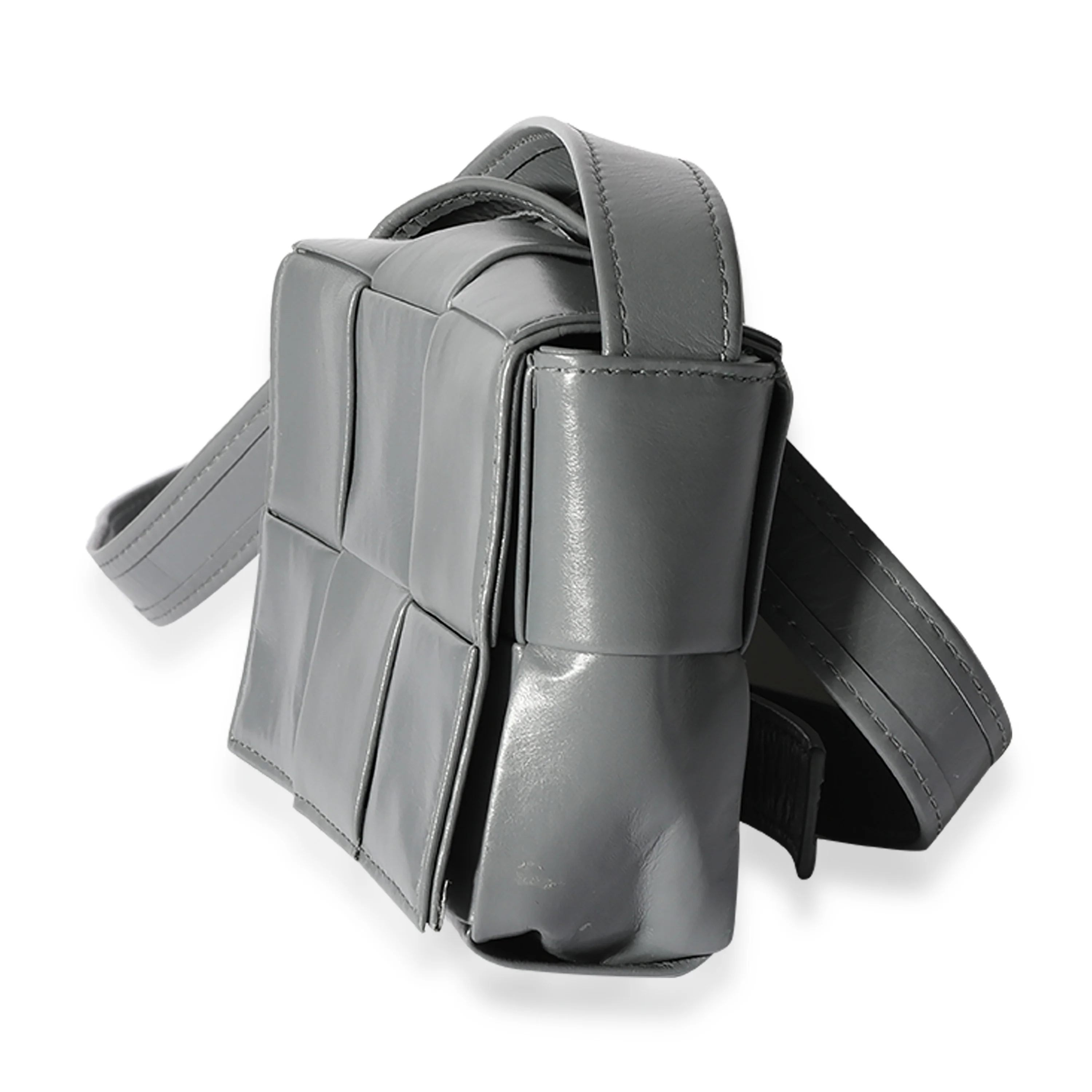 Bottega Veneta Grey Intrecciato Calfskin Mini Paper Cassette Bag - Image 2
