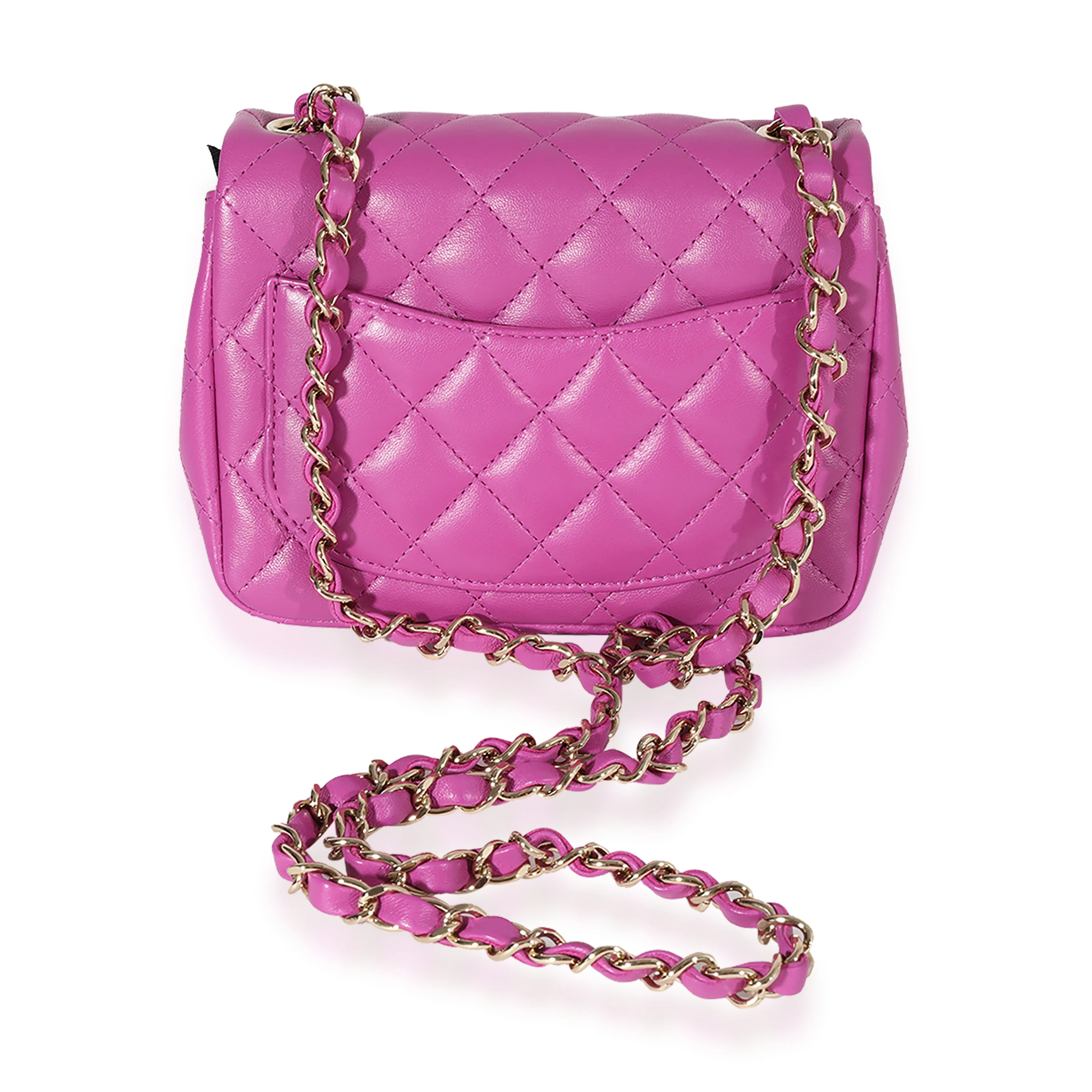 Purple Quilted Lambskin Mini Square Classic Flap Bag - Image 3