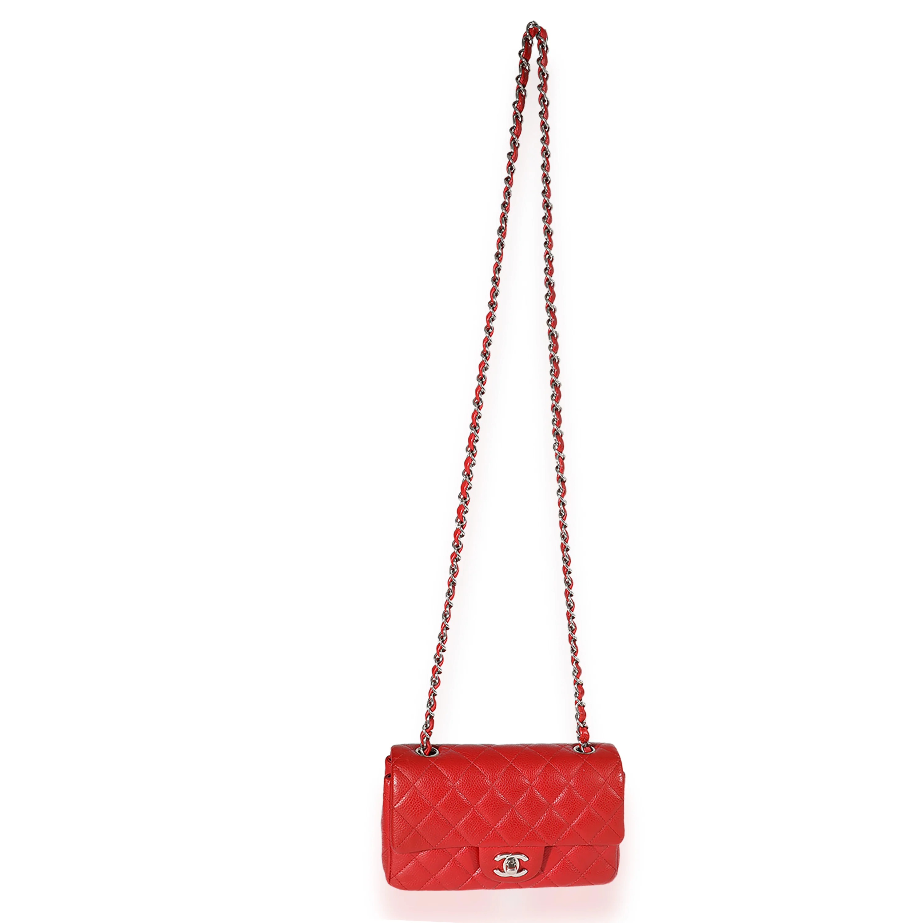 Chanel Red Quilted Caviar Mini Rectangular Classic Flap - Image 3