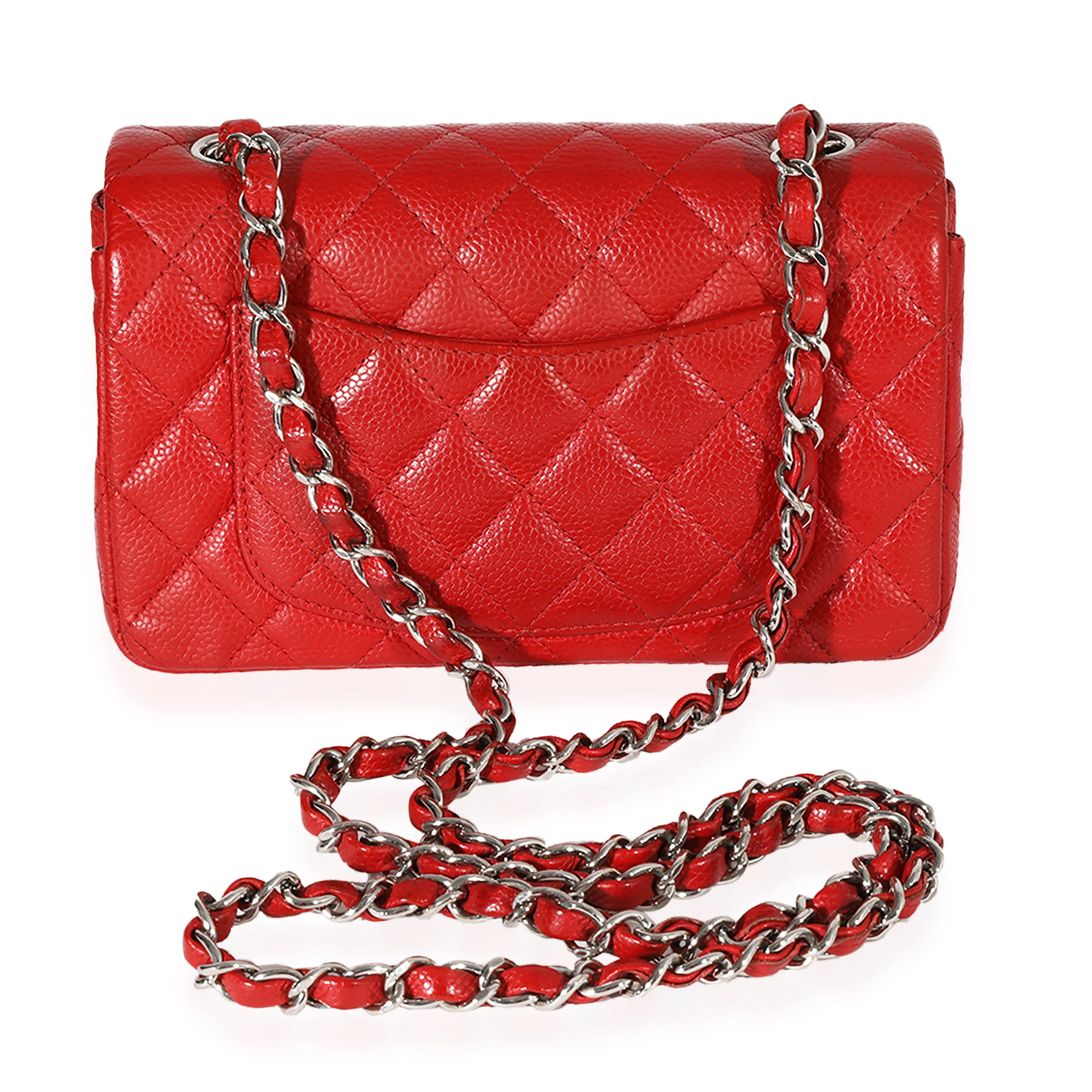 Chanel Red Quilted Caviar Mini Rectangular Classic Flap - Image 4
