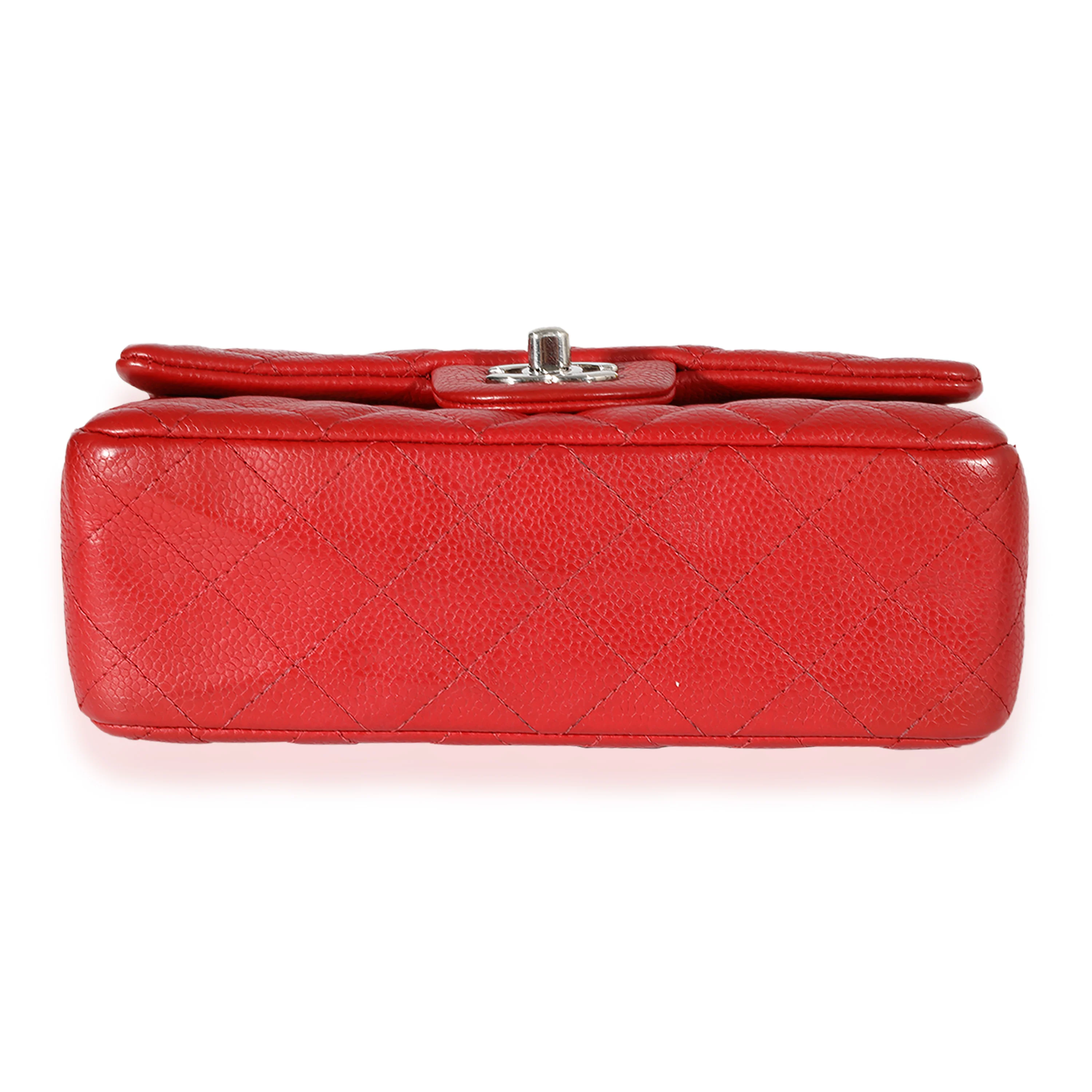 Chanel Red Quilted Caviar Mini Rectangular Classic Flap - Image 5