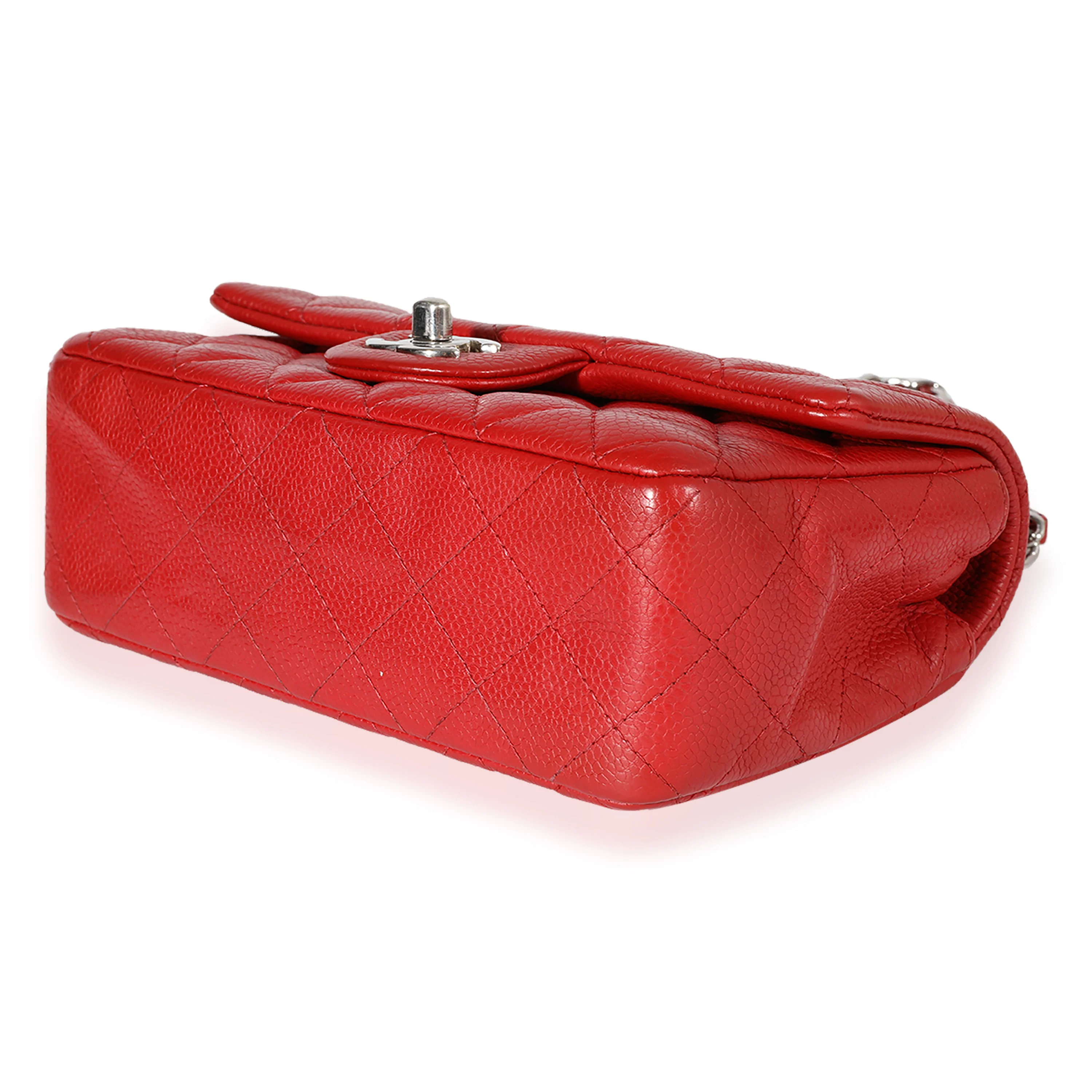 Chanel Red Quilted Caviar Mini Rectangular Classic Flap - Image 7