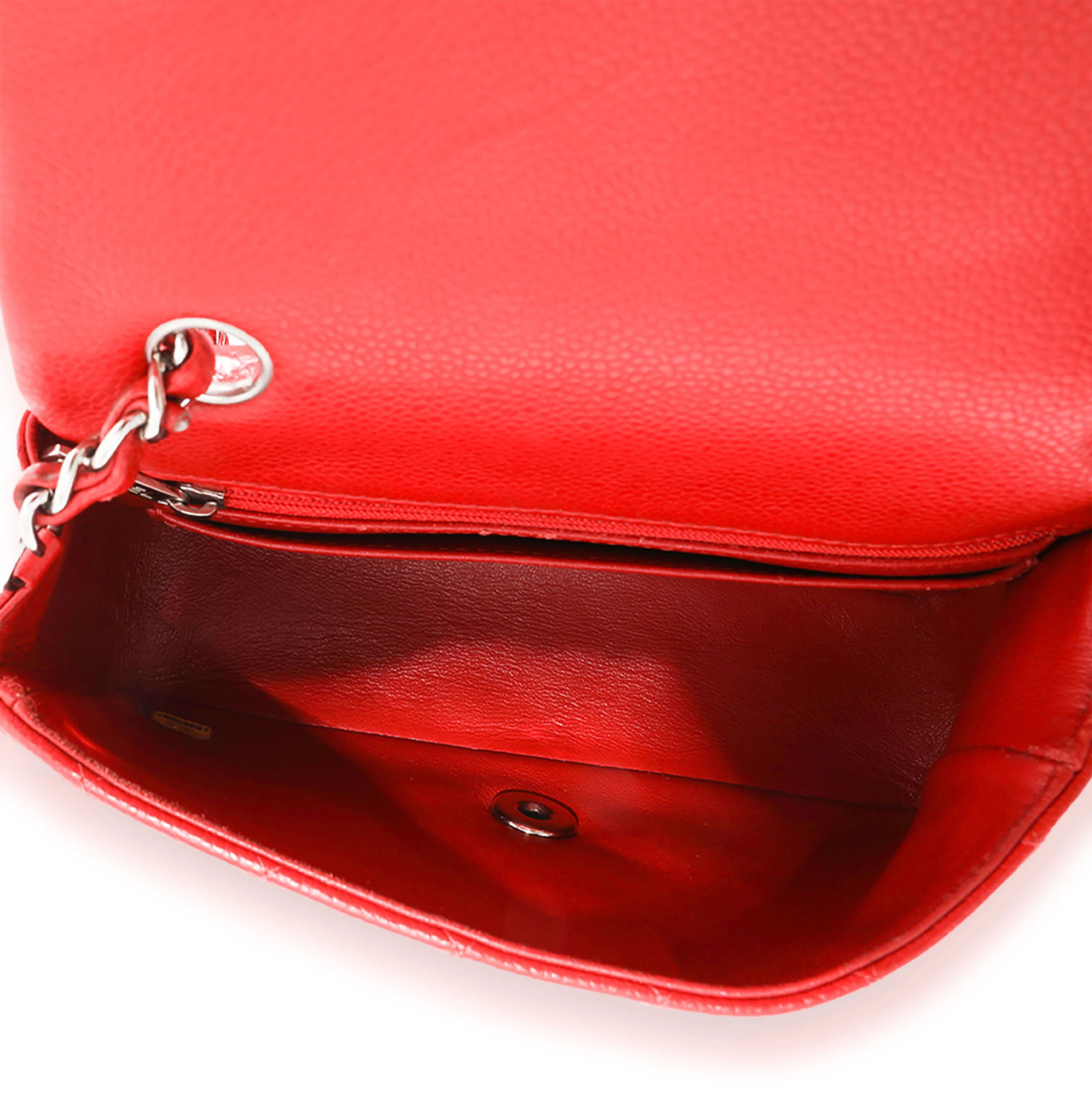 Chanel Red Quilted Caviar Mini Rectangular Classic Flap - Image 8