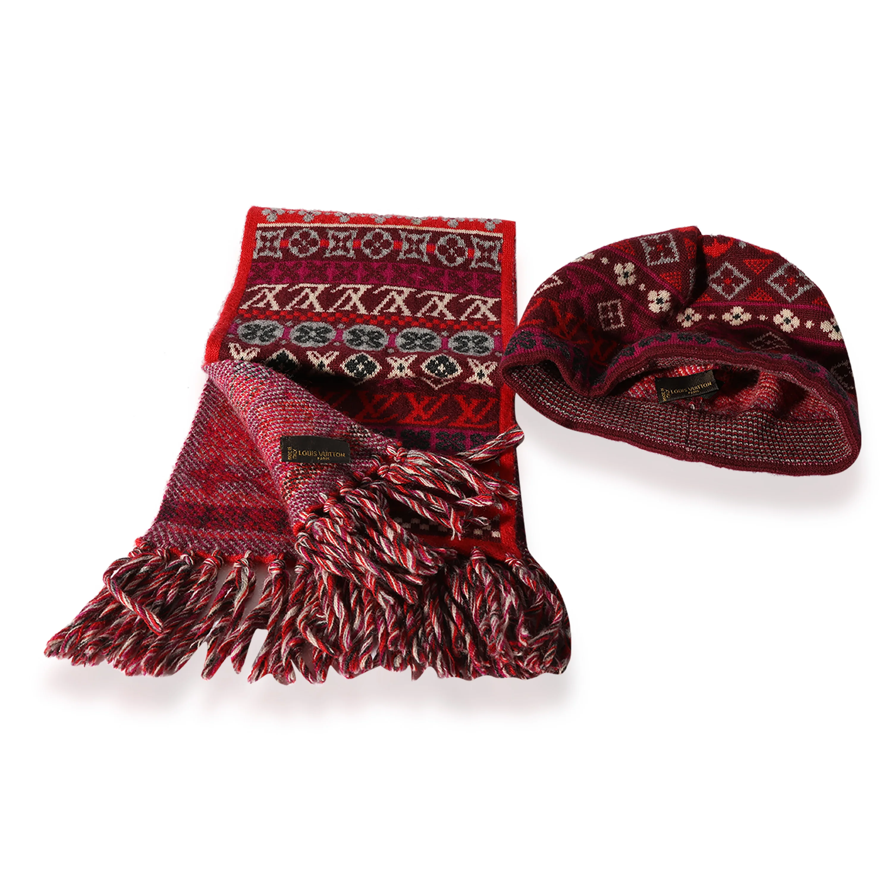 Kids Multicolor Monogram Cashmere Hat & Scarf Set 2/4 - Image 2