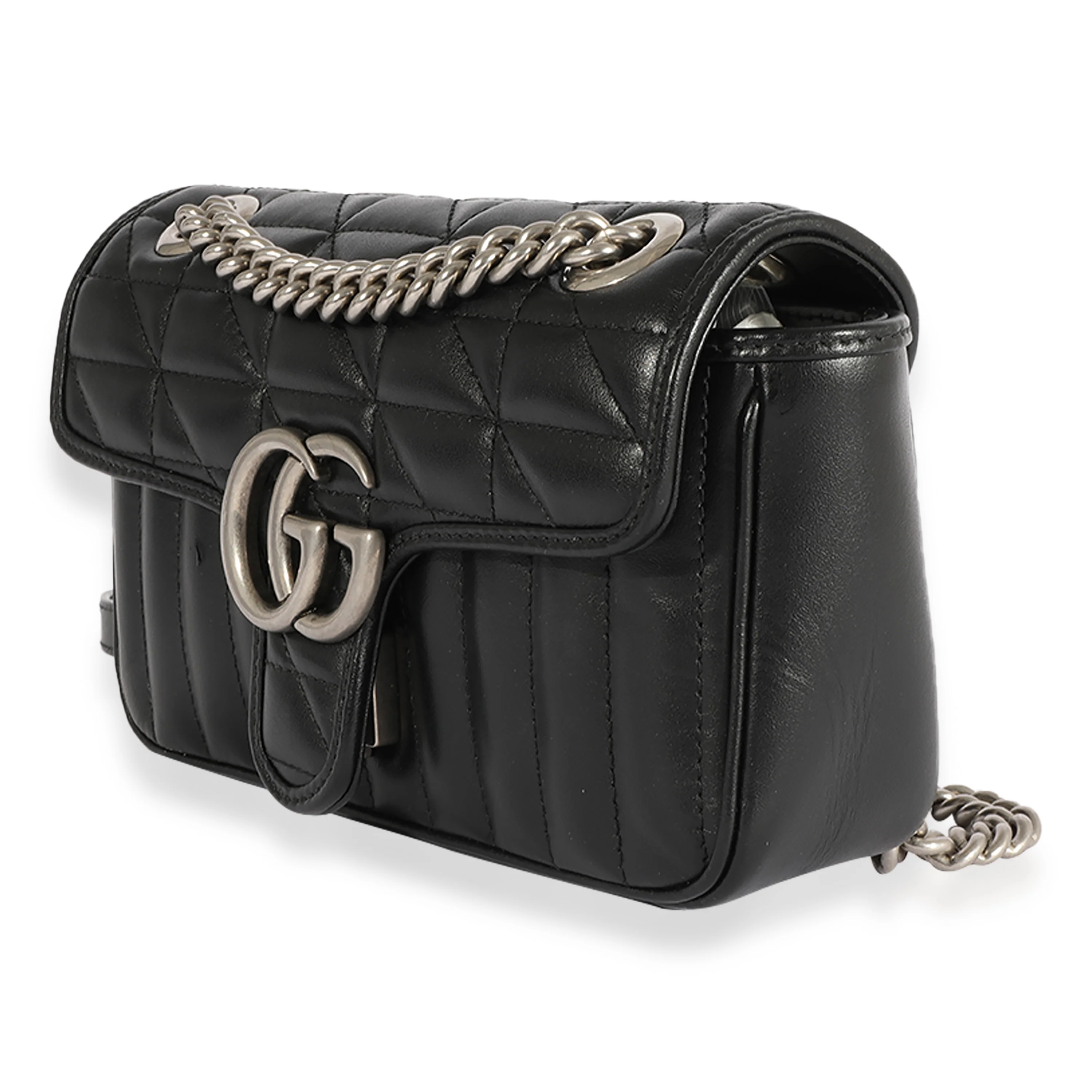 Gucci Black Matelassé Leather Aria Marmont Mini Shoulder Bag - Image 2