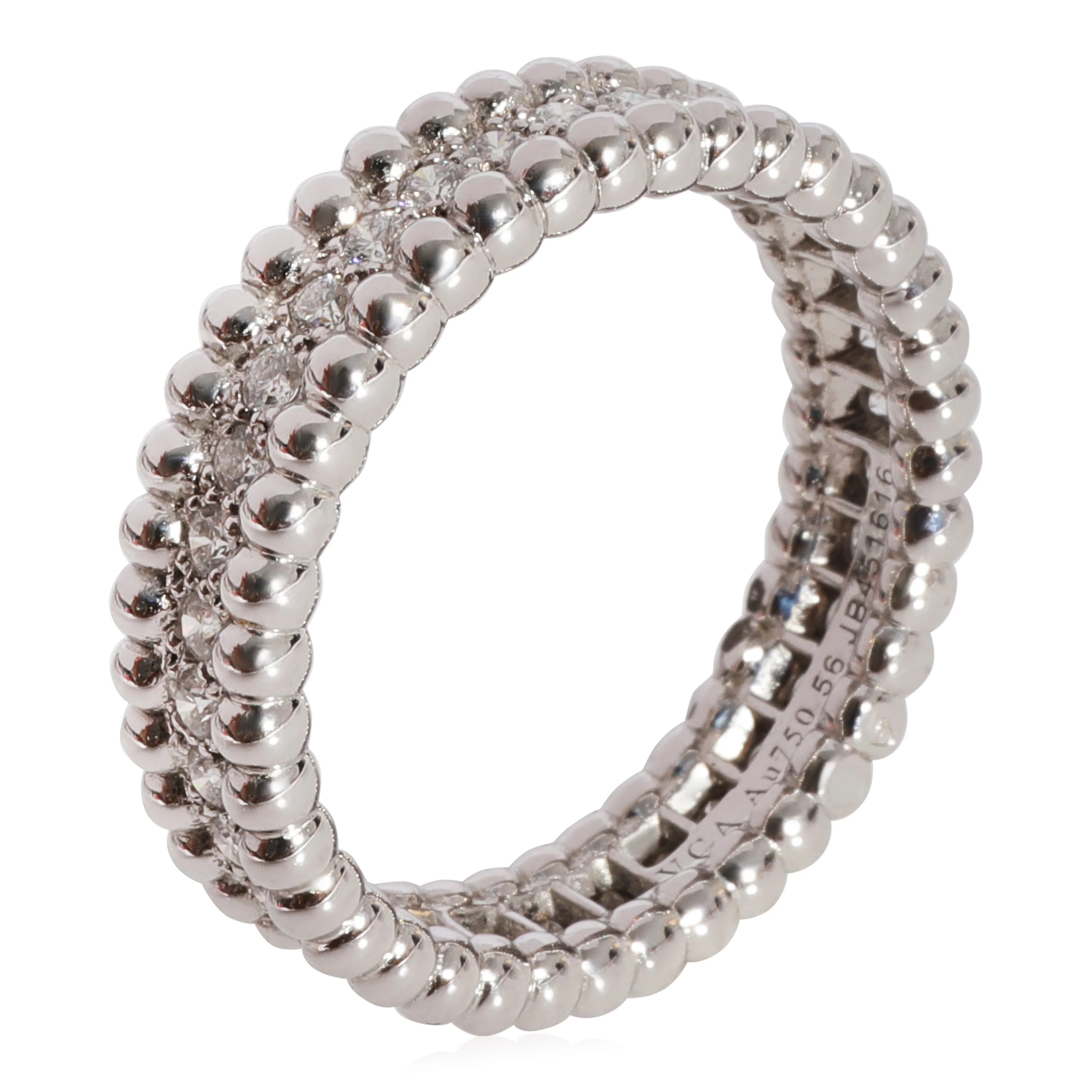 Van Cleef & Arpels Perlee Diamond Ring in 18k White Gold 0.55 CTW - Image 5