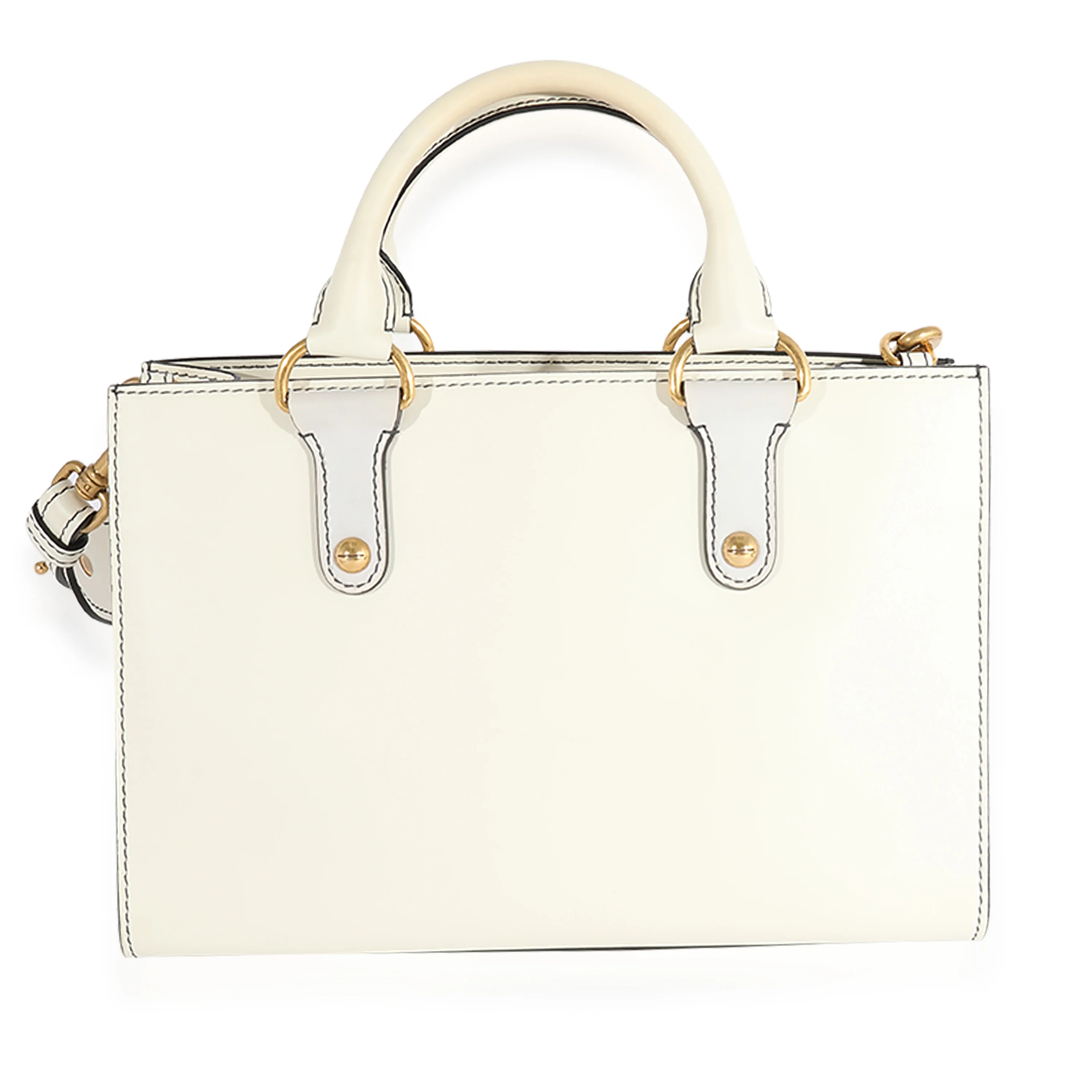 White Smooth Leather D-Bee Tote - Image 3