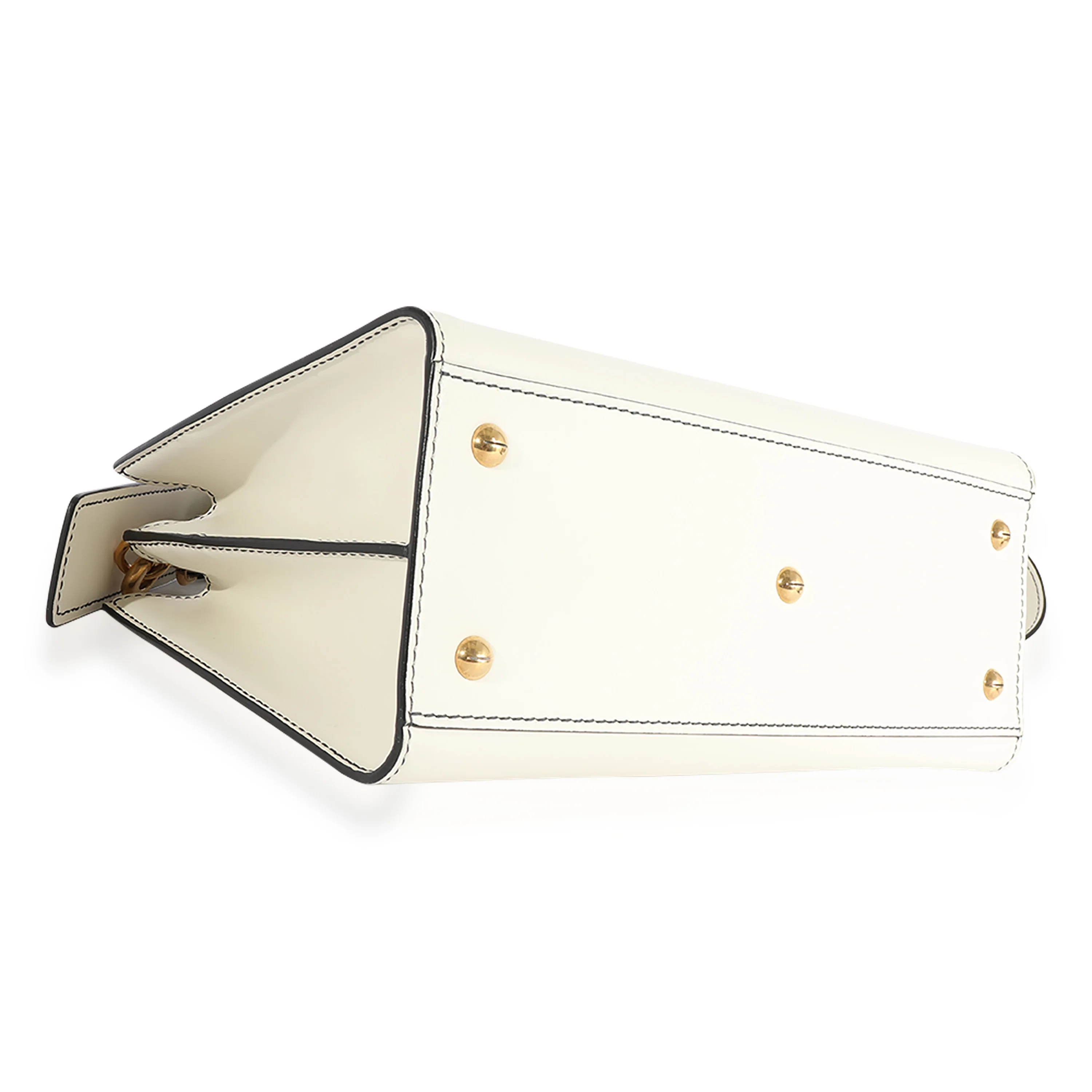White Smooth Leather D-Bee Tote - Image 6