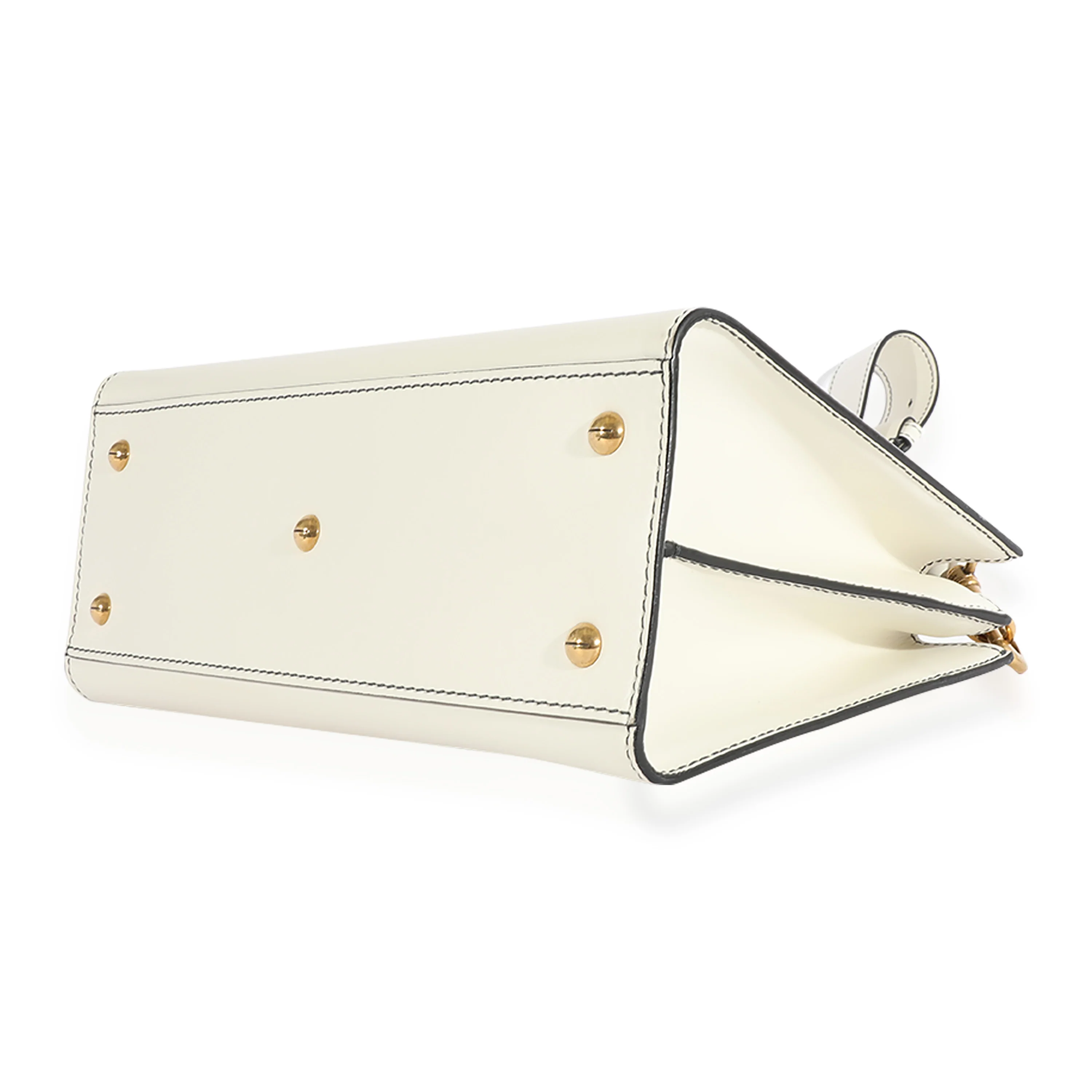 White Smooth Leather D-Bee Tote - Image 7