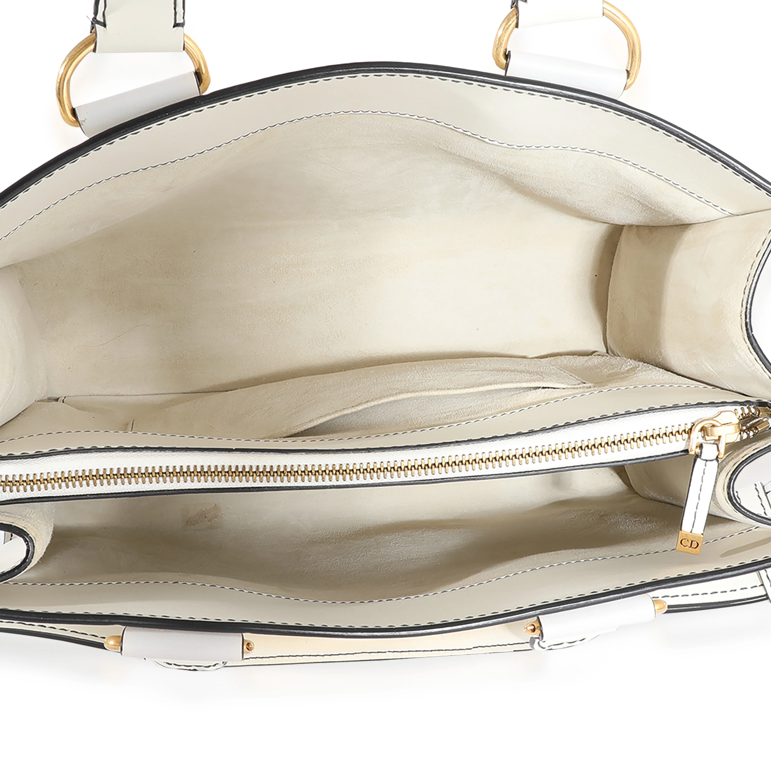 White Smooth Leather D-Bee Tote - Image 8