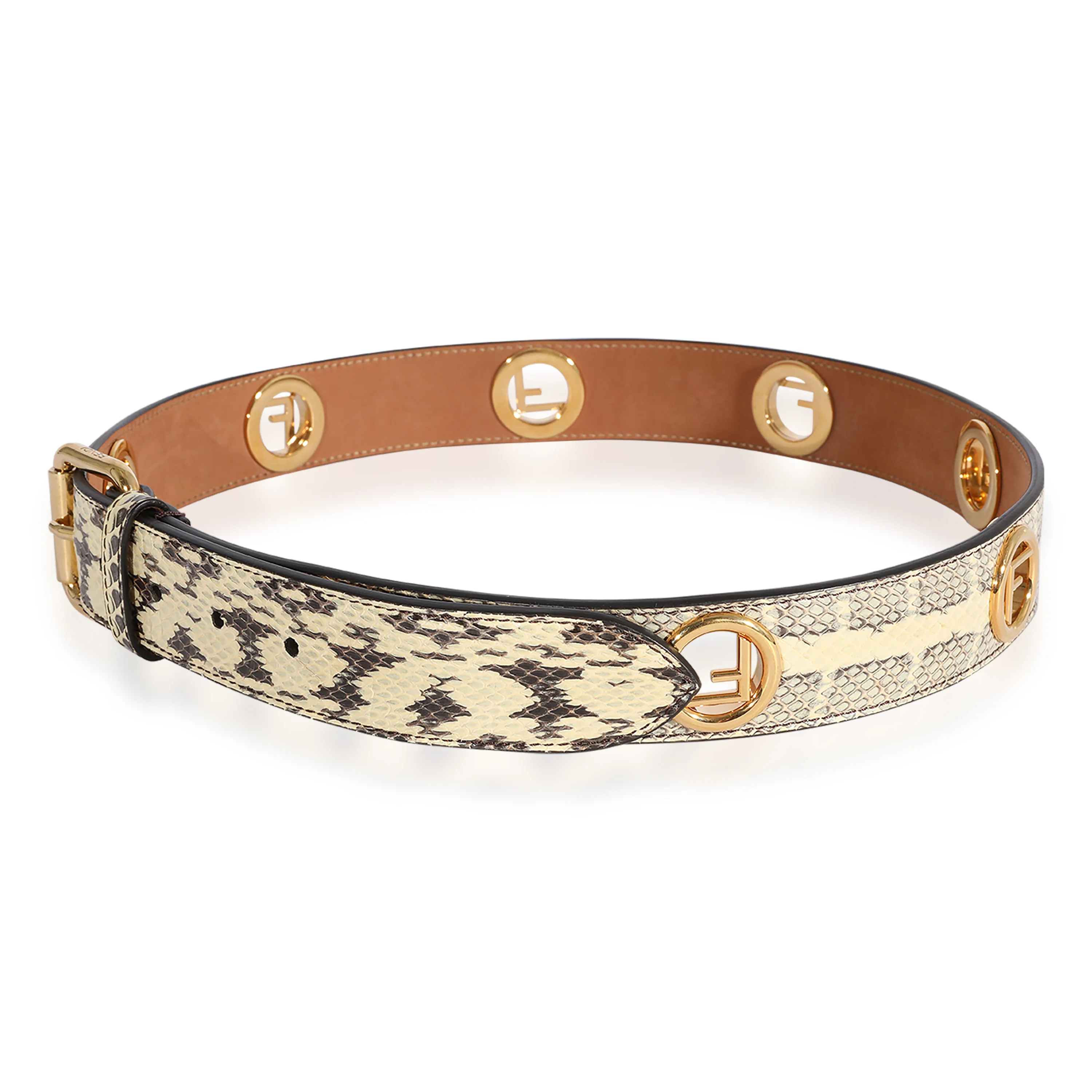 Black & Cream Python FF Motif Belt - Image 2