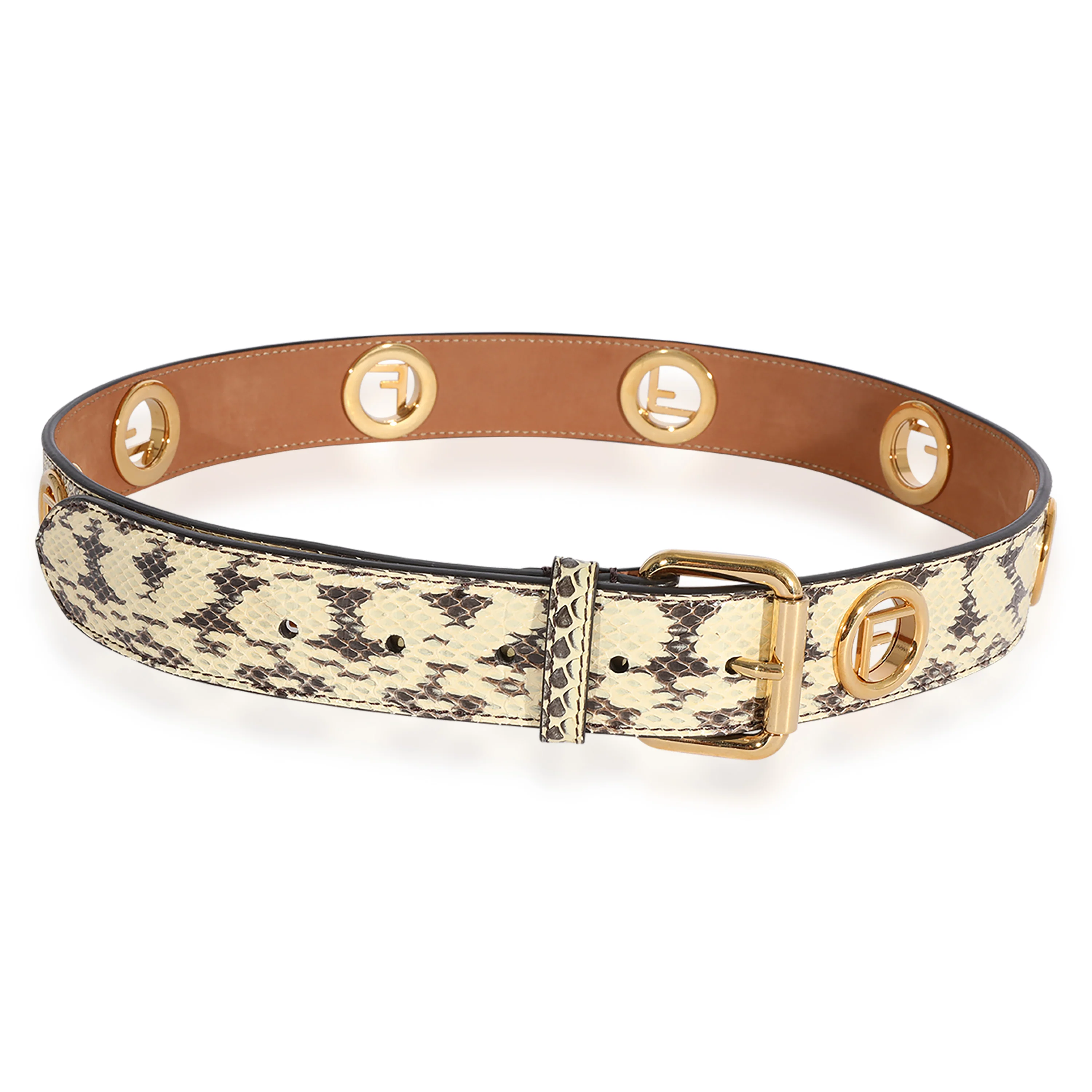 Black & Cream Python FF Motif Belt - Image 3