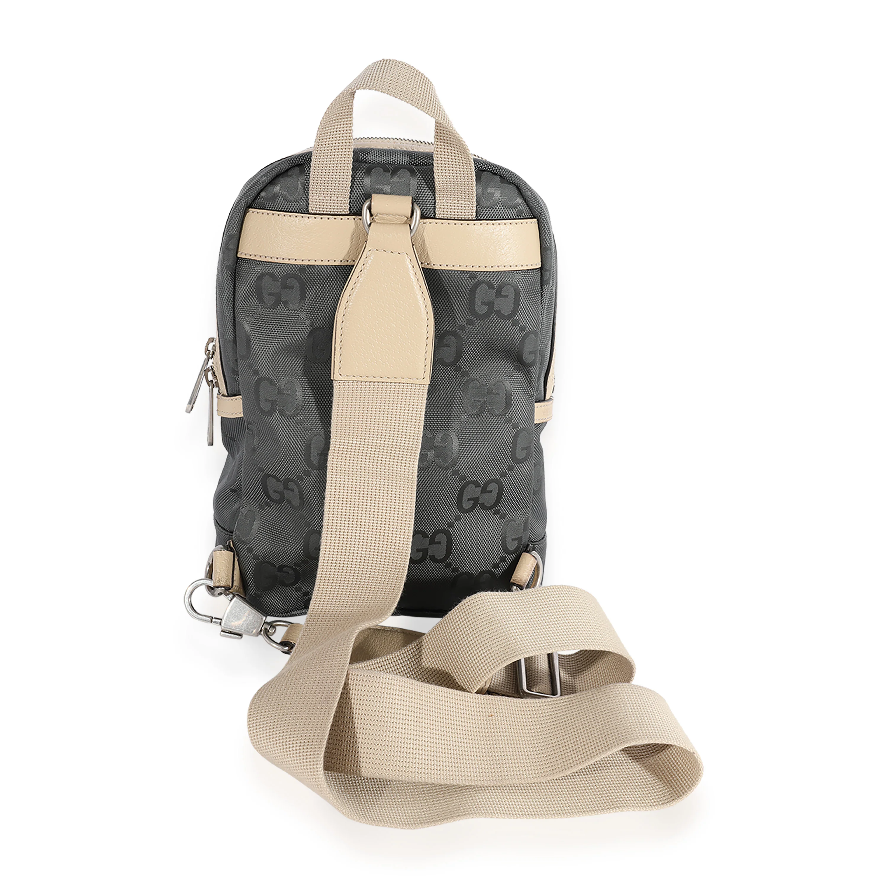 Gucci Gray GG ECONYL Nylon & Canvas Off The Grid Sling Backpack - Image 3