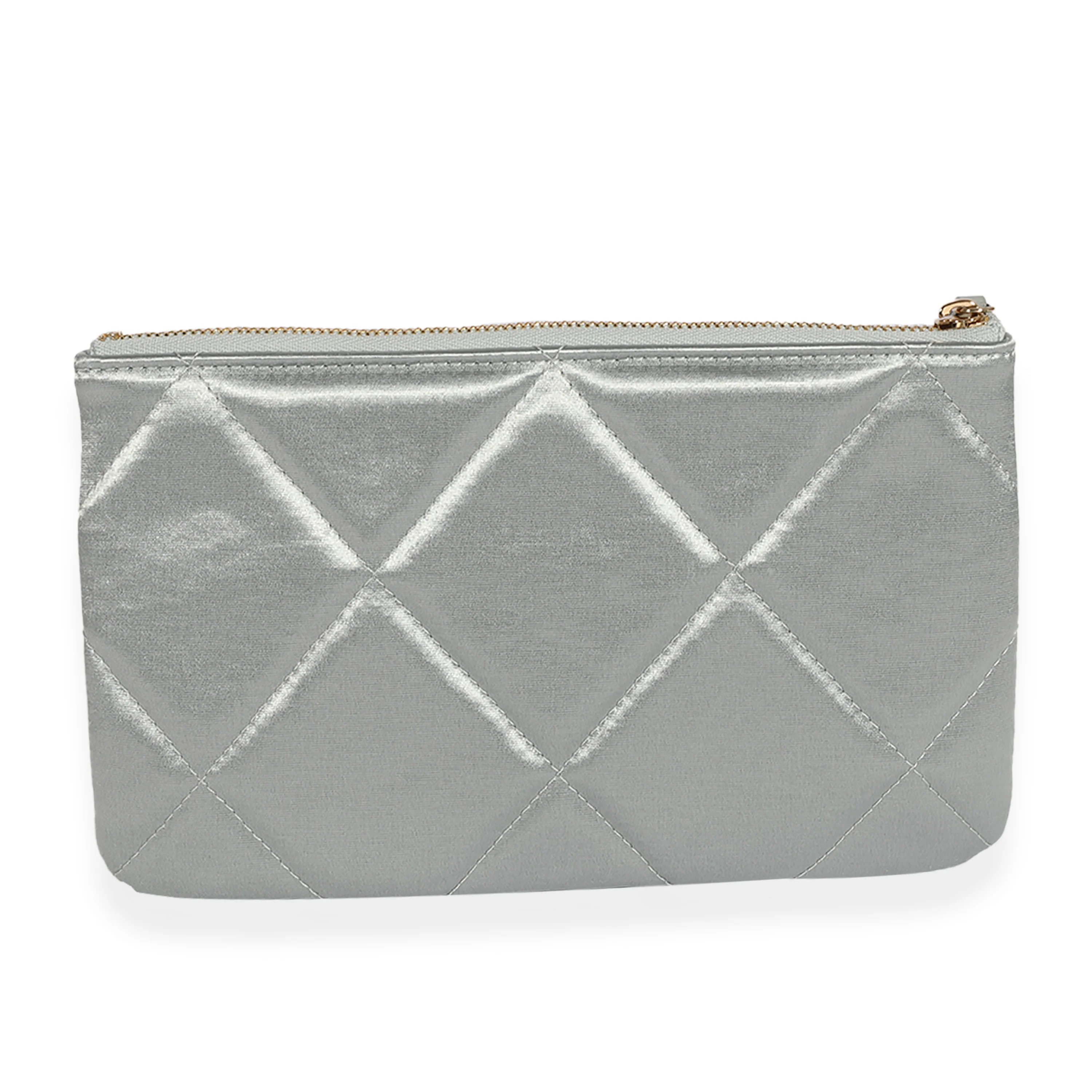 Gray Quilted Satin Chanel 19 O-Case - Image 3