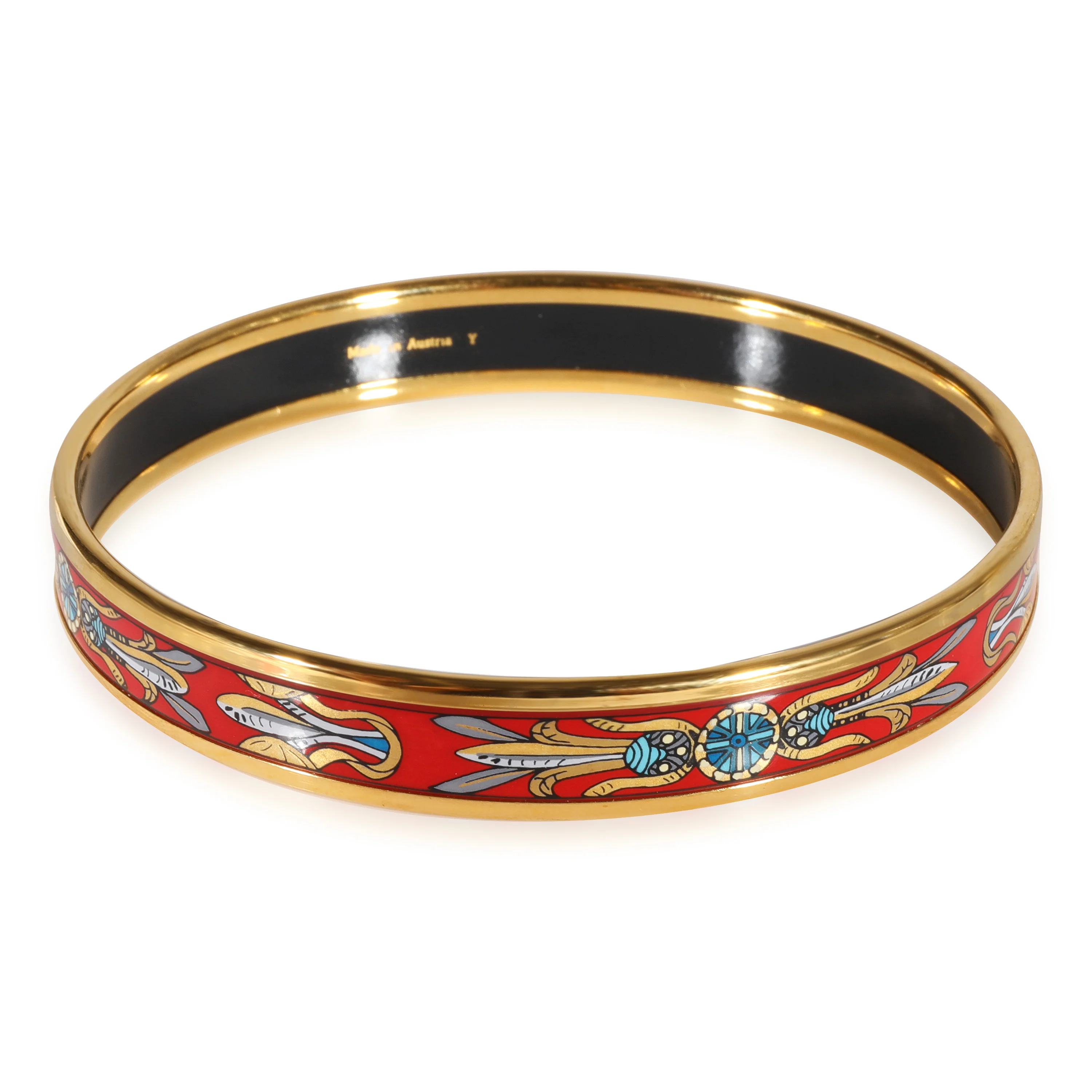 Hermès Plated Red Enamel Dream Catcher Narrow Bracelet (67MM) - Image 3