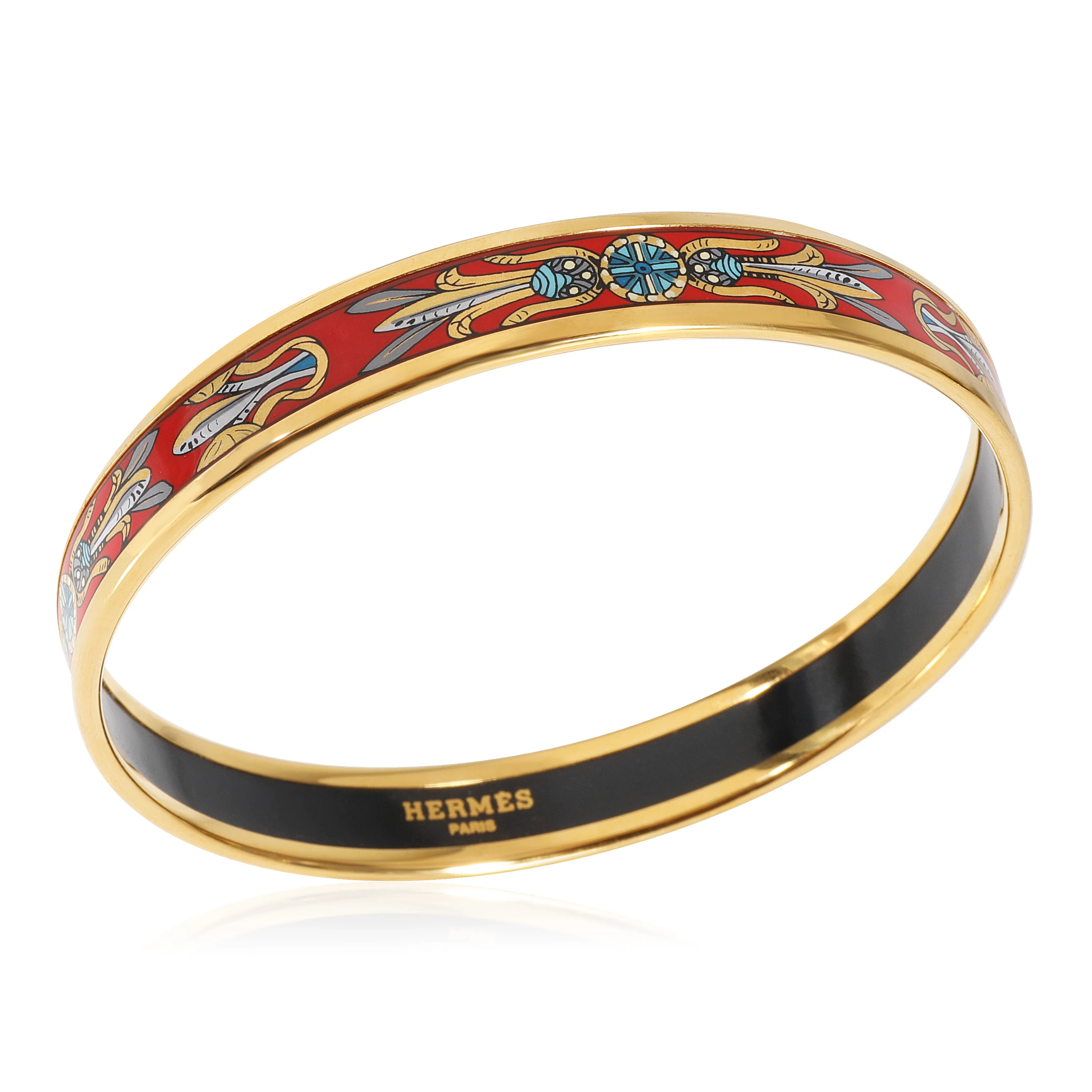 Hermès Plated Red Enamel Dream Catcher Narrow Bracelet (67MM) - Image 4