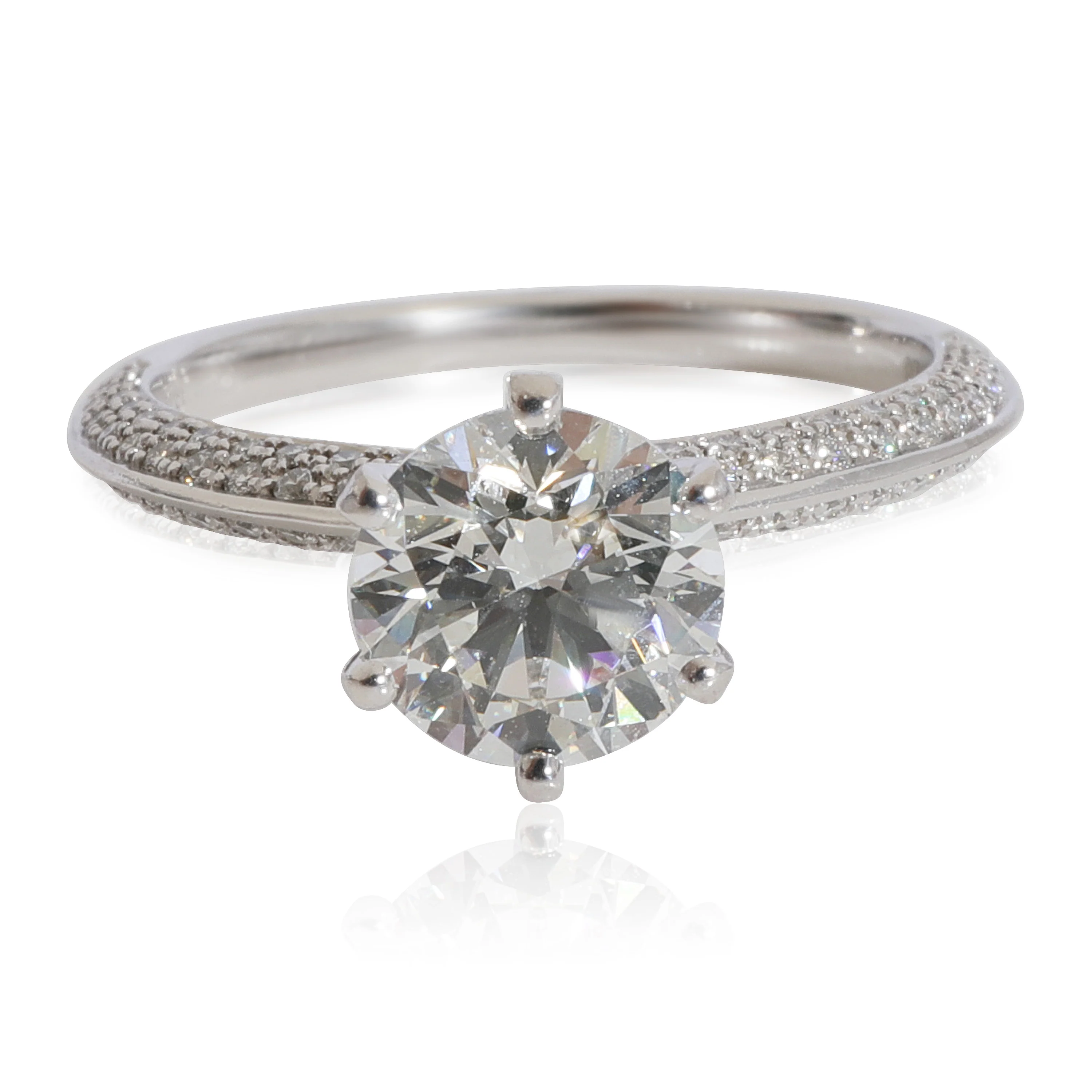Tiffany & Co. Pave Setting Diamond Engagement Ring in Platinum 1.88 CTW
