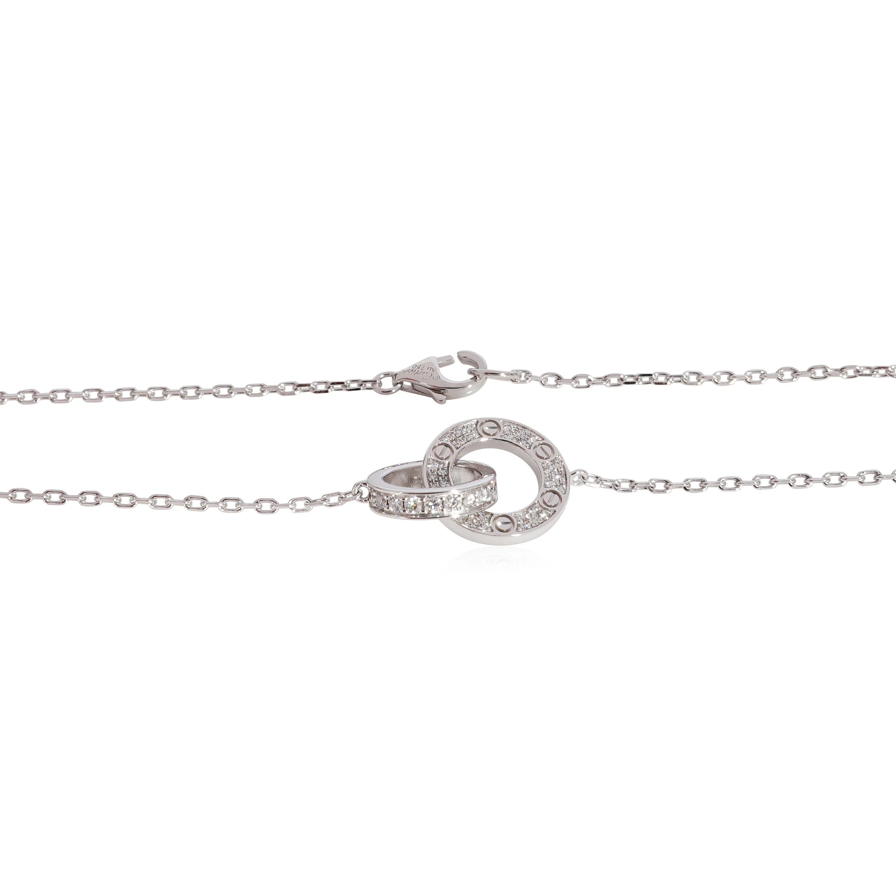 Cartier Love Paved Interlocking Circle Necklace in 18K White Gold 0.30 Ctw - Image 2