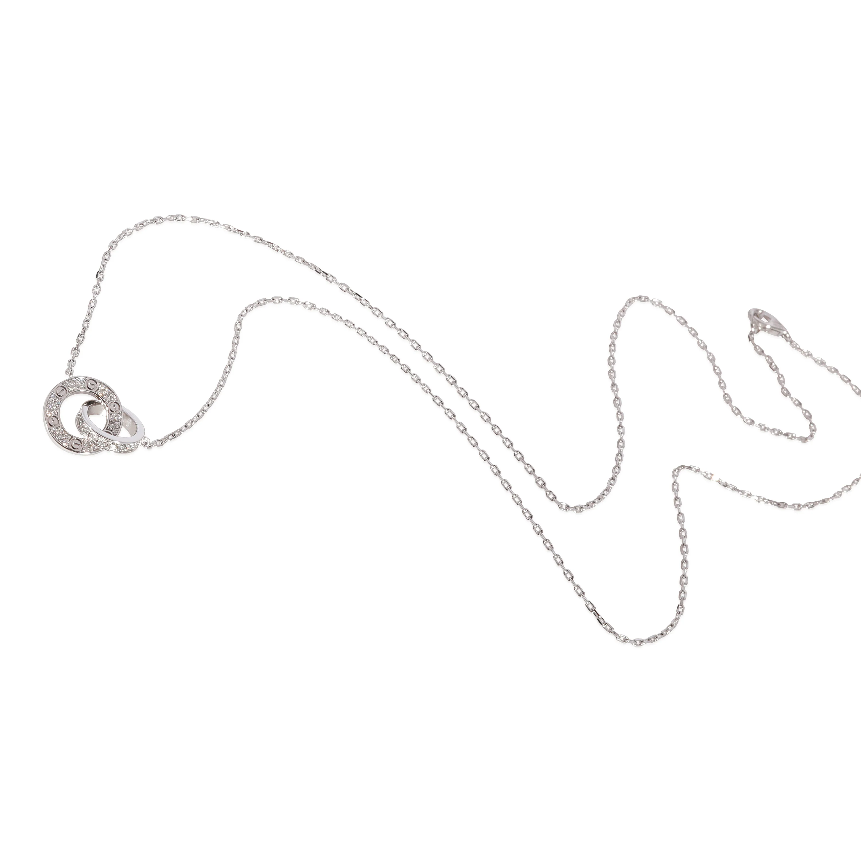 Cartier Love Paved Interlocking Circle Necklace in 18K White Gold 0.30 Ctw - Image 3