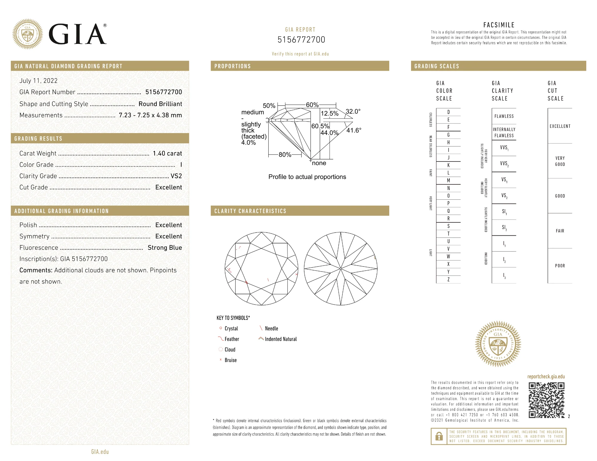 GIA Certified 1.40 Ct Round cut I VS2 Loose Diamond - Image 2