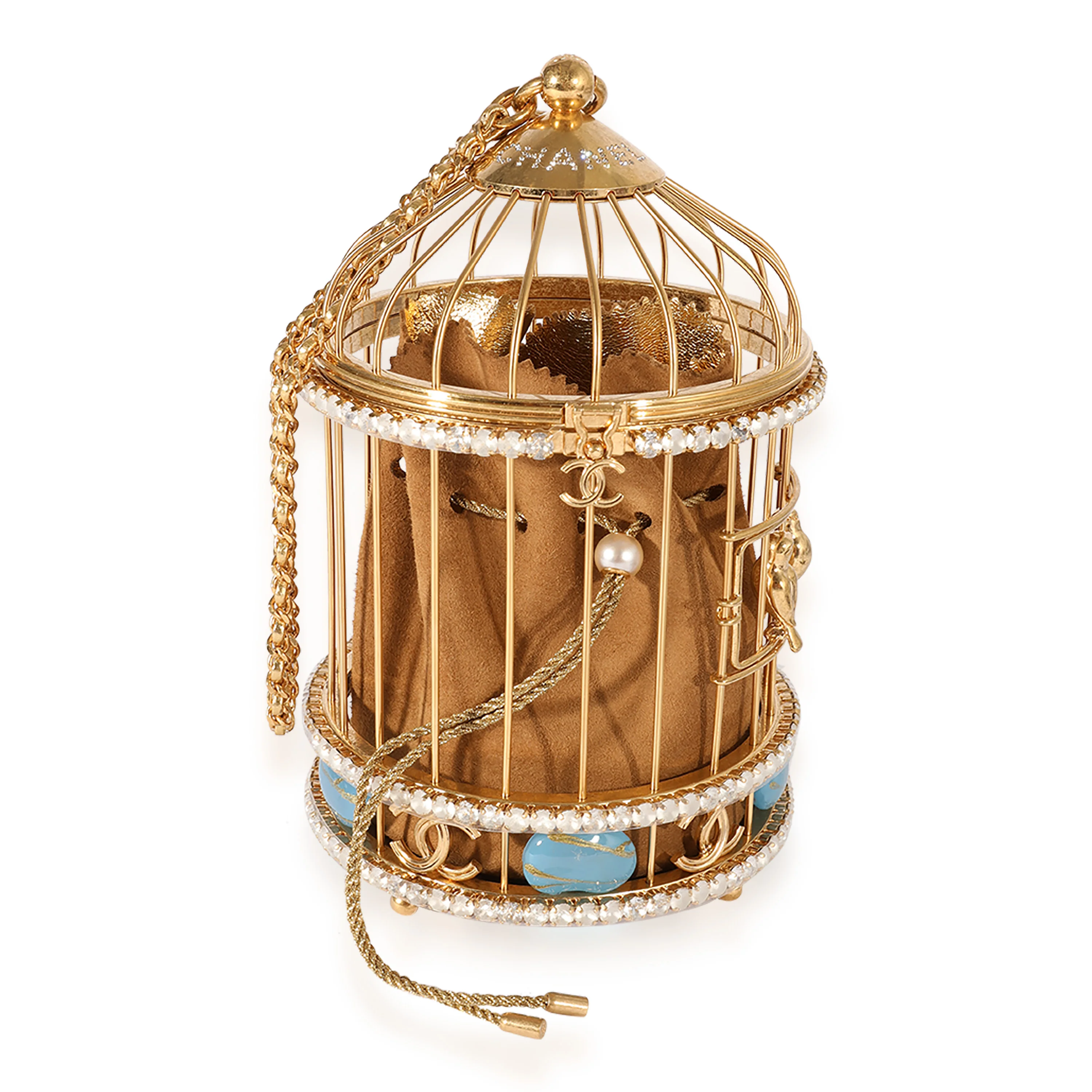 Chanel Runway Gold-Tone Metal & Crystal Bird Cage  Minaudière - Image 3