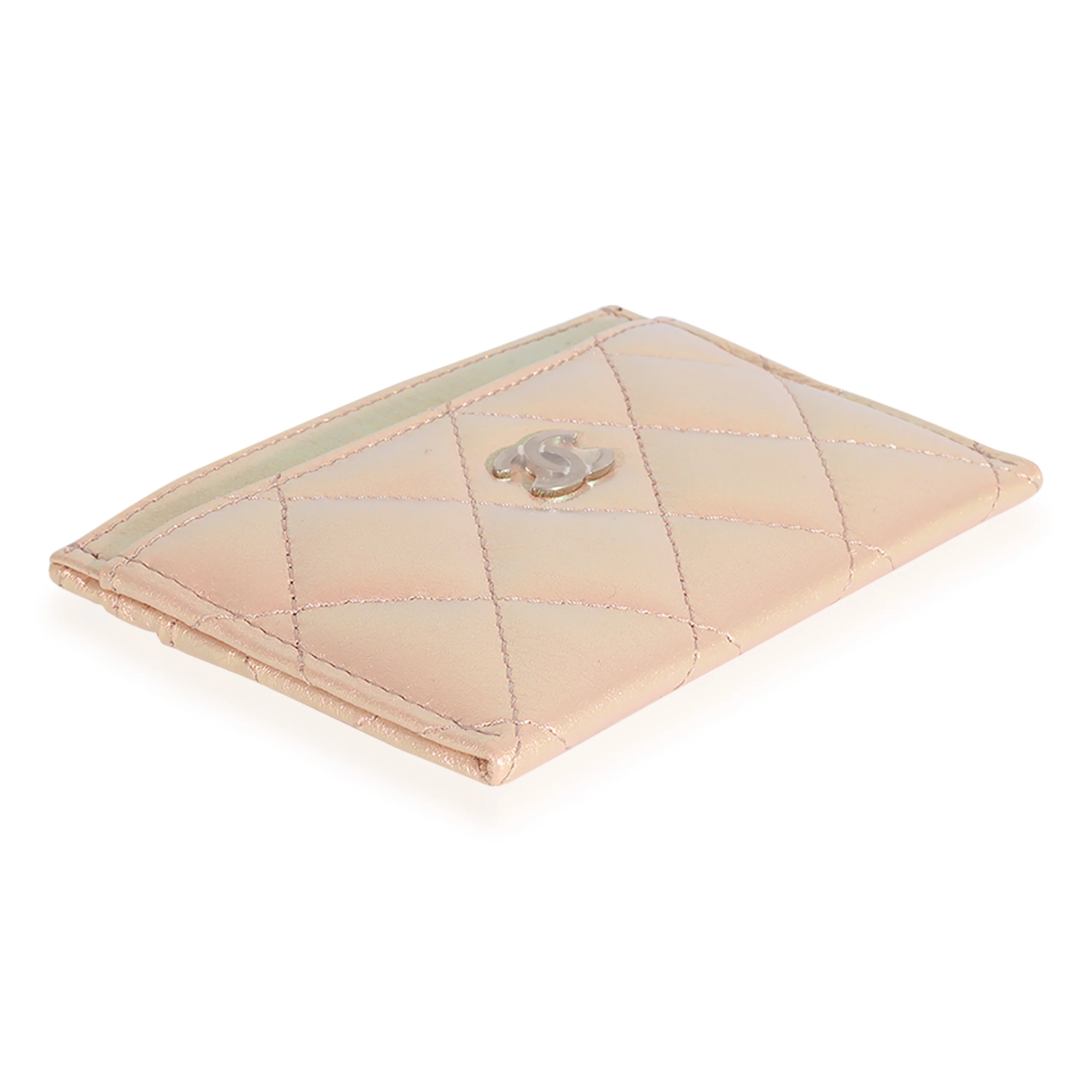 Chanel Iridescent Rose Quilted Lambskin Classic Card Holder - Image 7