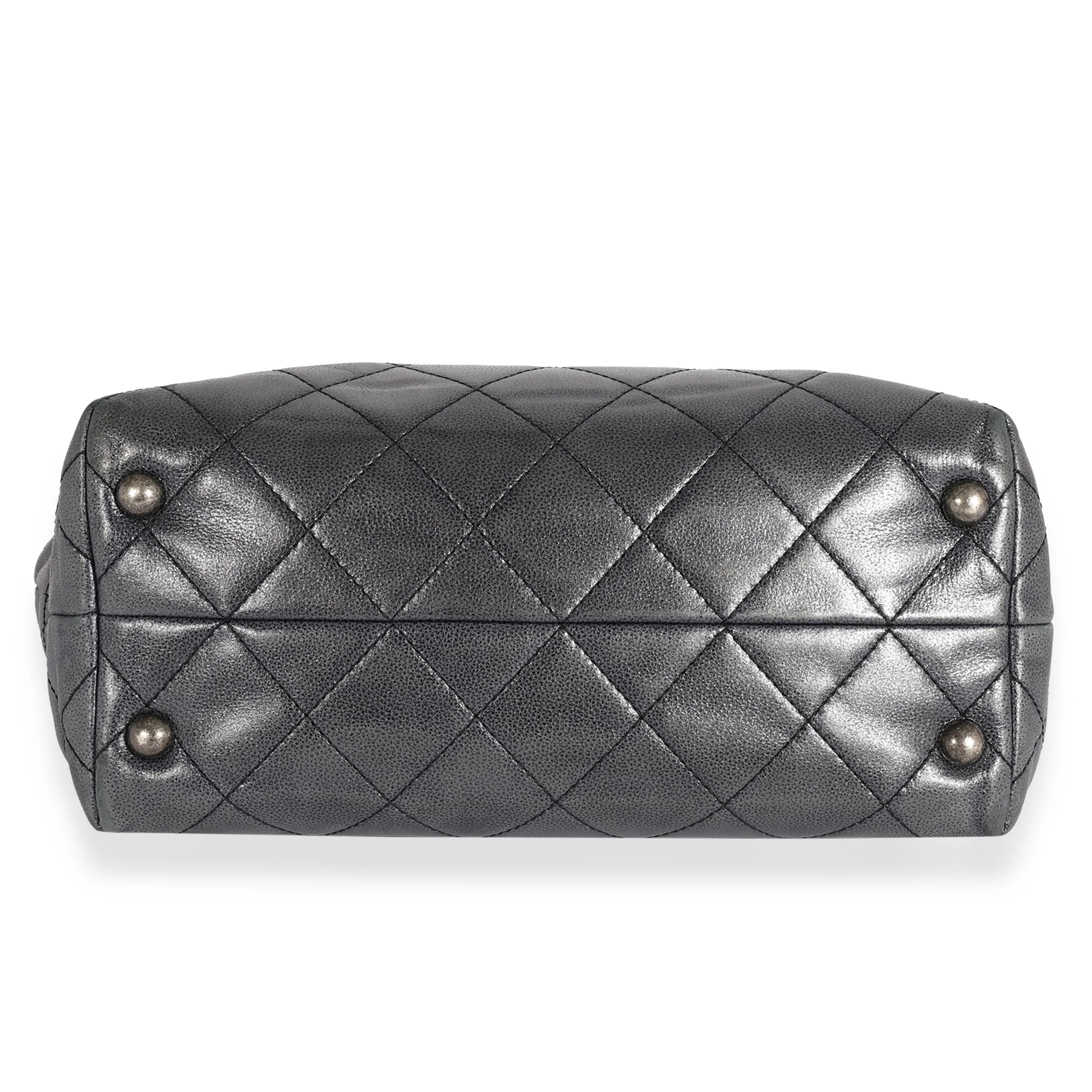 Chanel Metallic Blue Quilted Calfskin Shopping In Chains Tote - Image 3