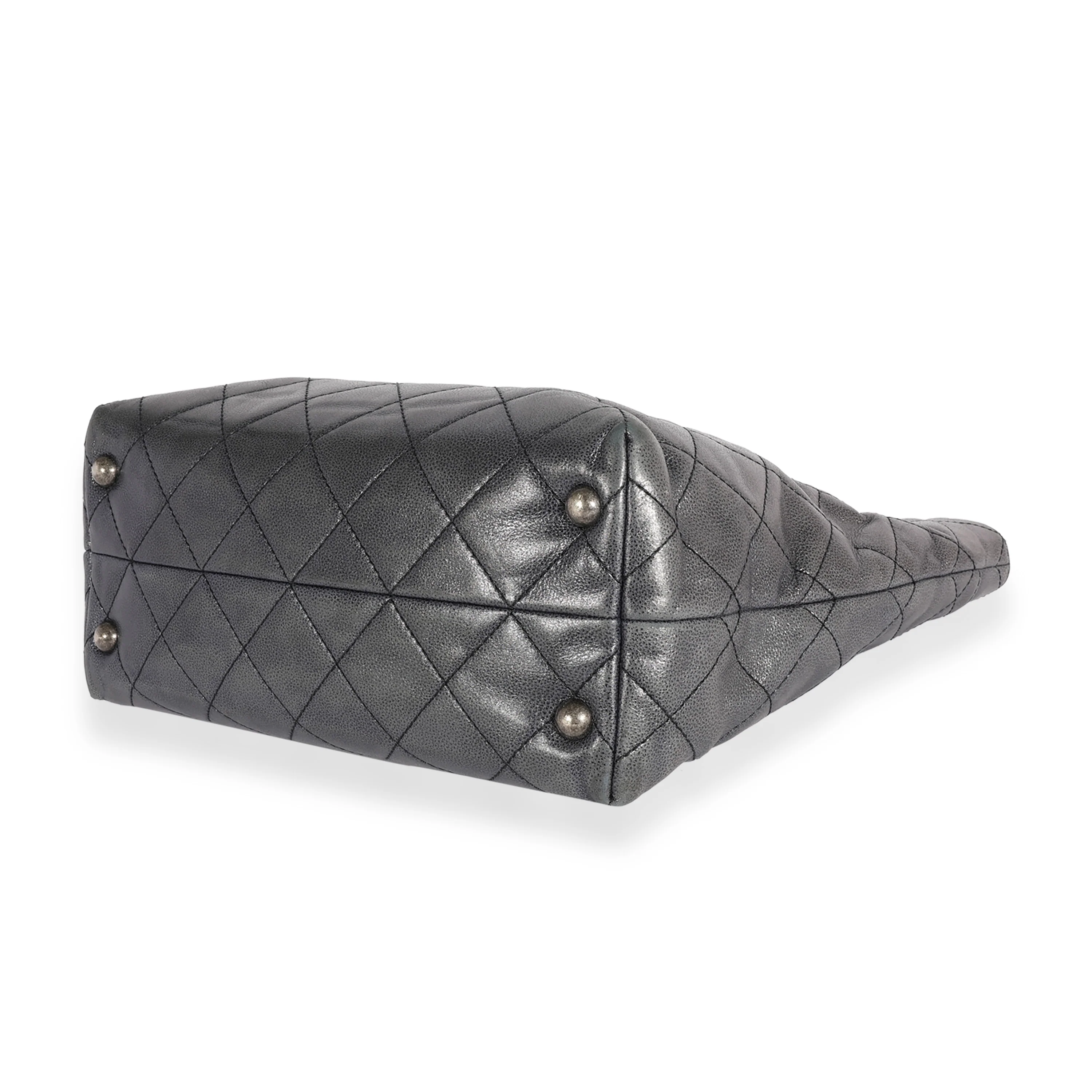 Chanel Metallic Blue Quilted Calfskin Shopping In Chains Tote - Image 5