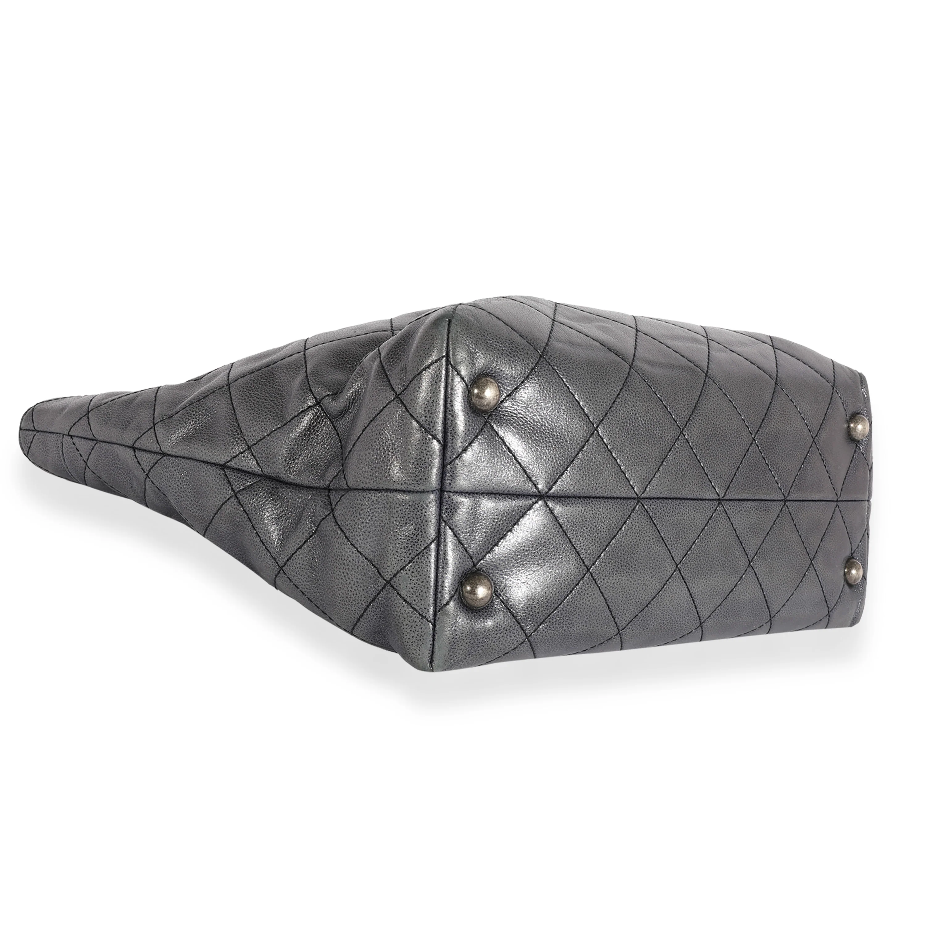 Chanel Metallic Blue Quilted Calfskin Shopping In Chains Tote - Image 7