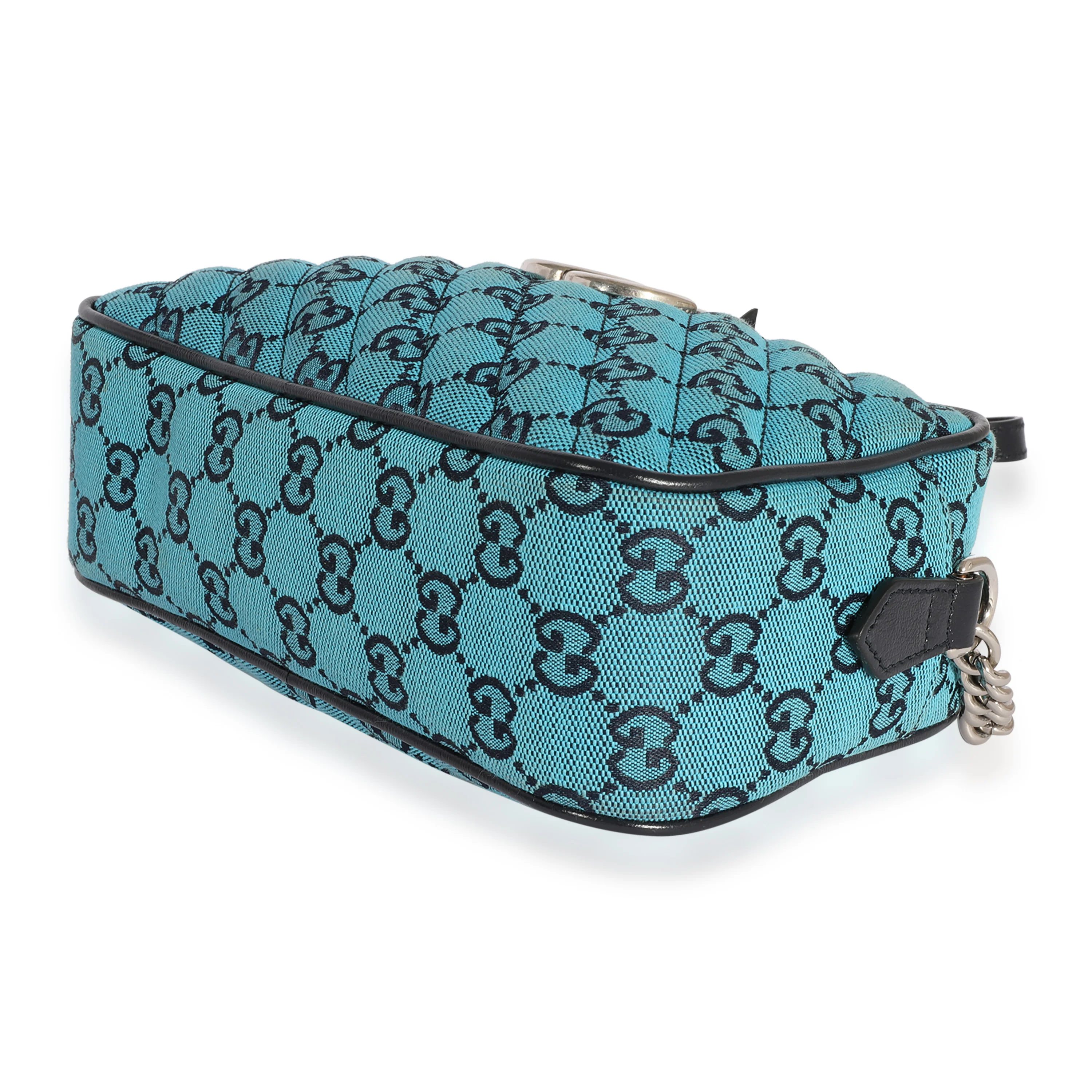 Gucci Blue GG Matelassé Denim Small Marmont Shoulder Bag - Image 5
