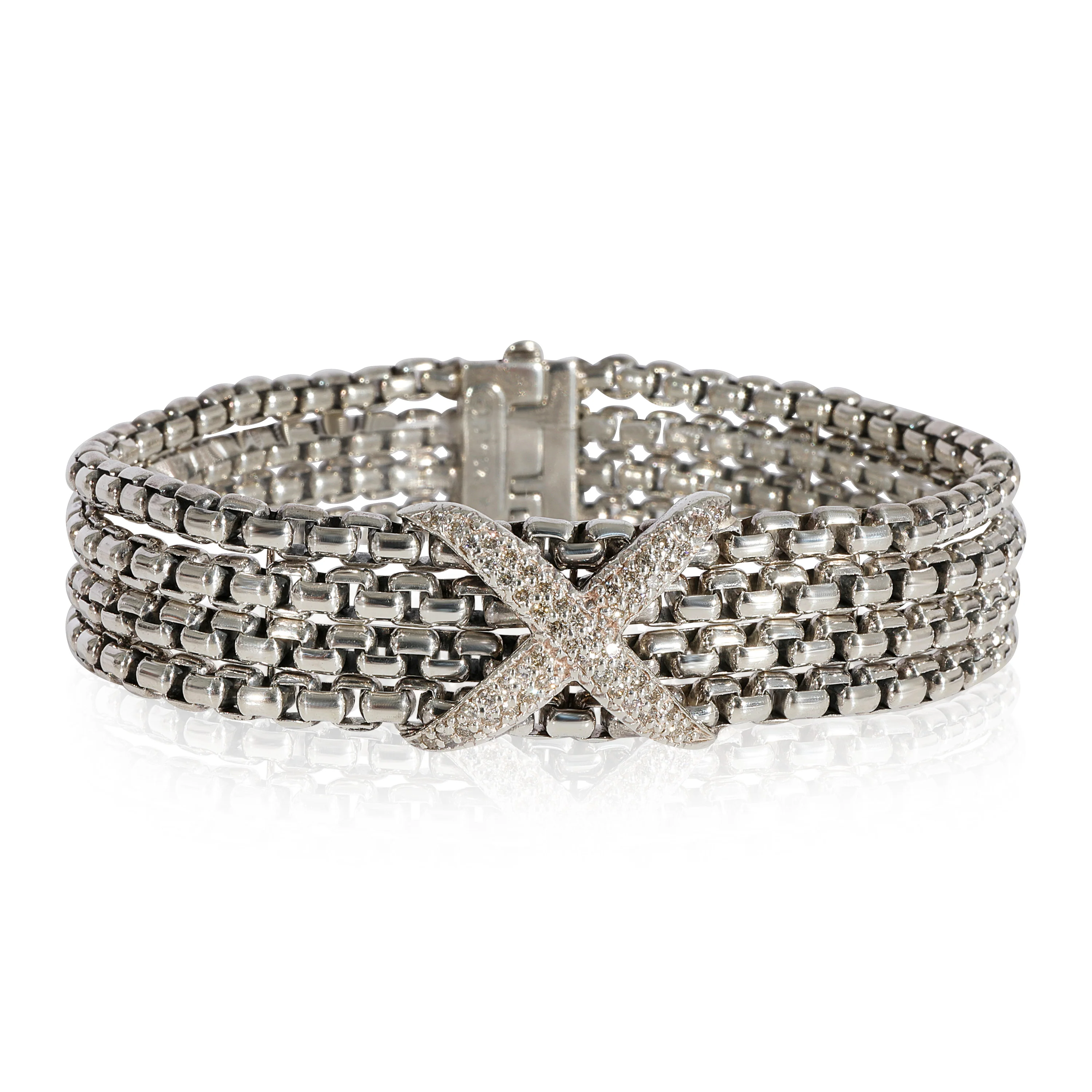 David Yurman Multi Strand Diamond Bracelet in Sterling Silver 0.25 CTW
