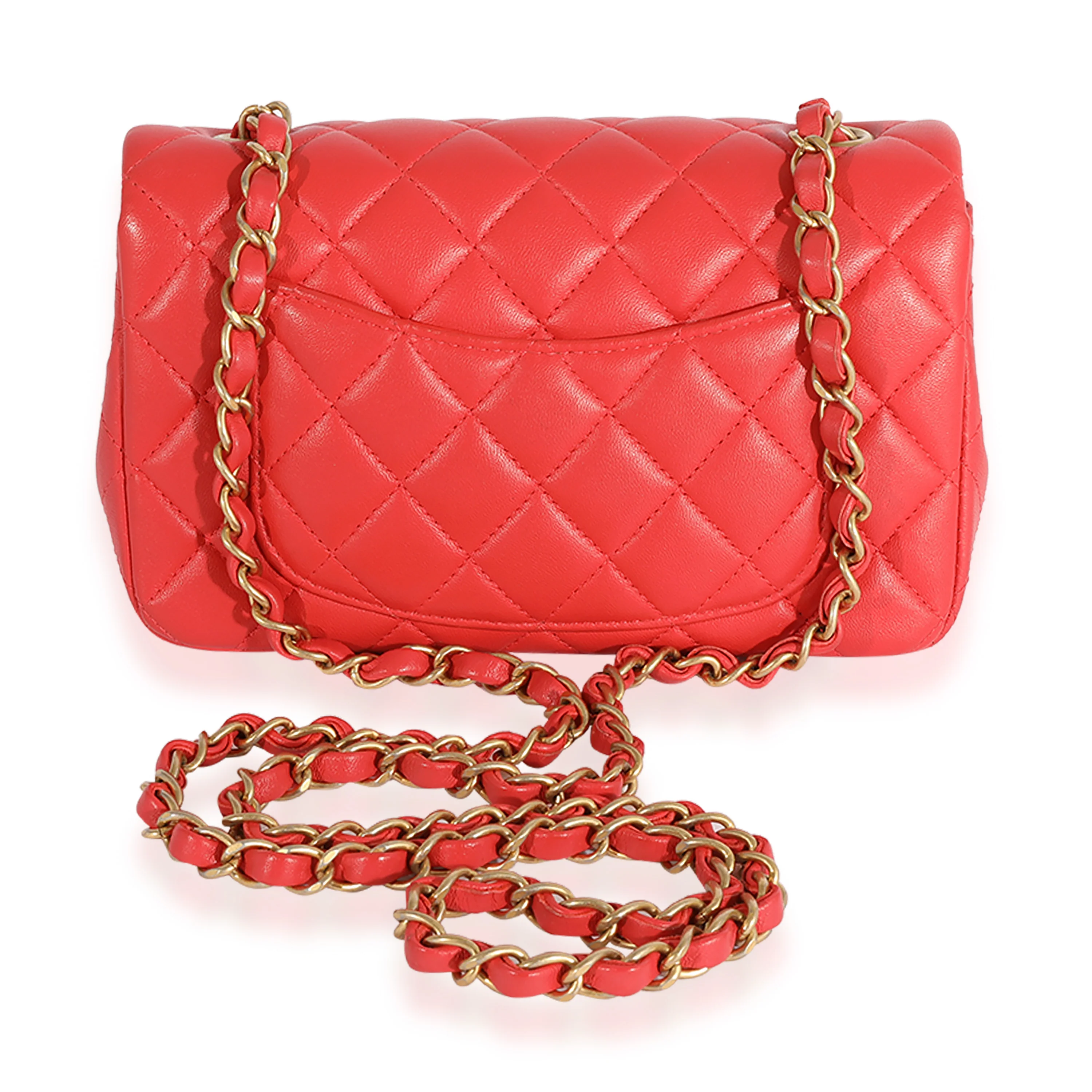 Coral Quilted Lambskin Mini Rectangular Classic Flap Bag - Image 3