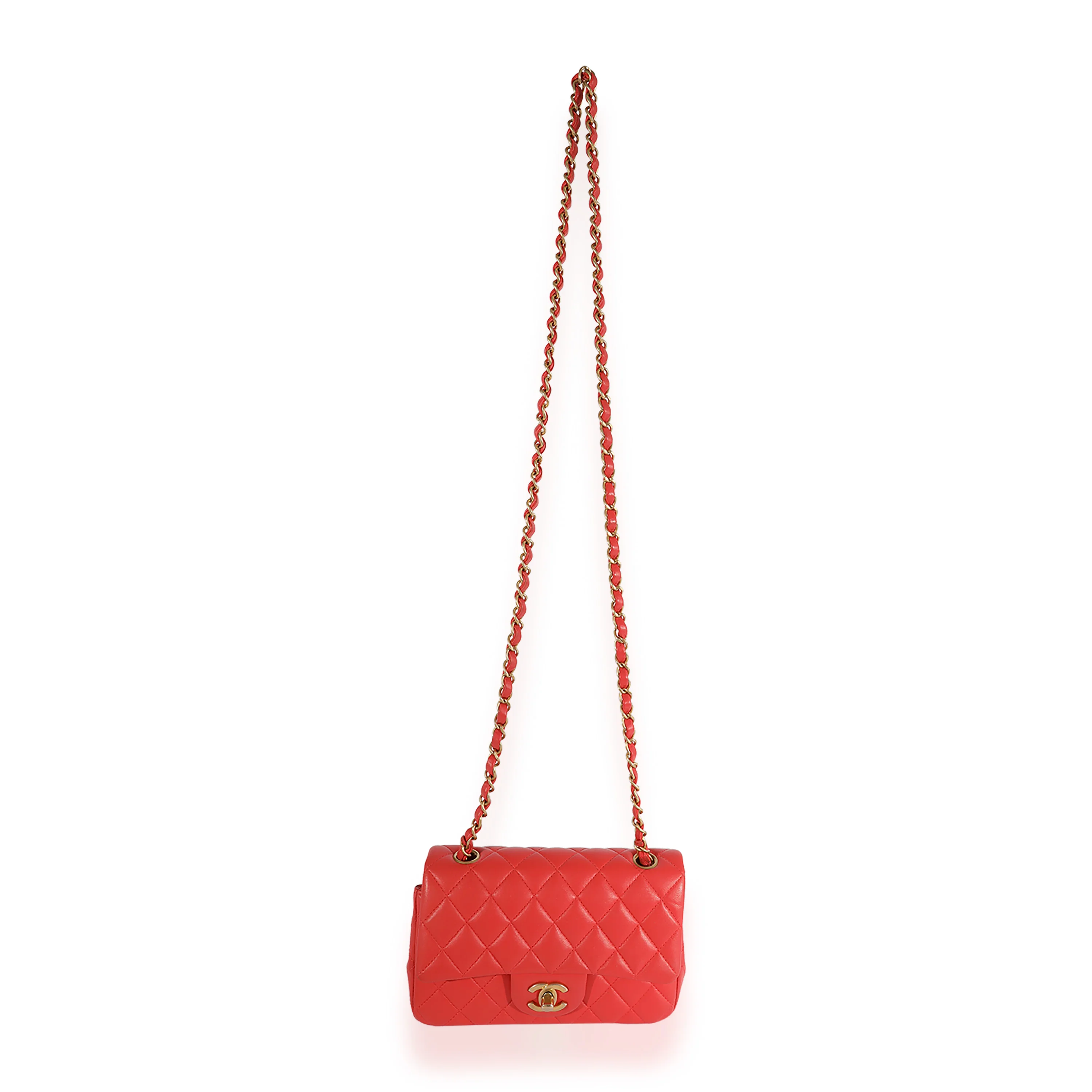 Coral Quilted Lambskin Mini Rectangular Classic Flap Bag - Image 4