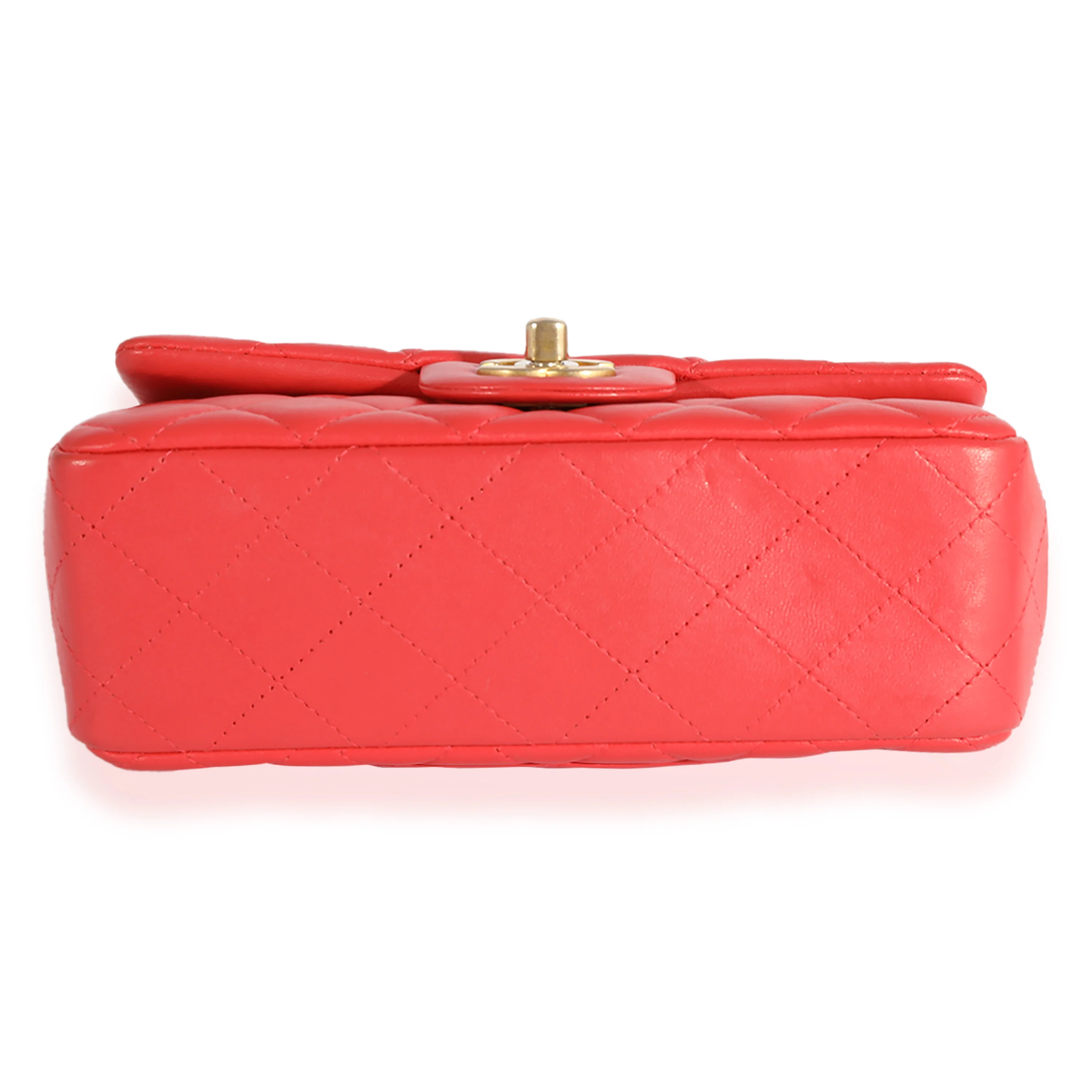 Coral Quilted Lambskin Mini Rectangular Classic Flap Bag - Image 5