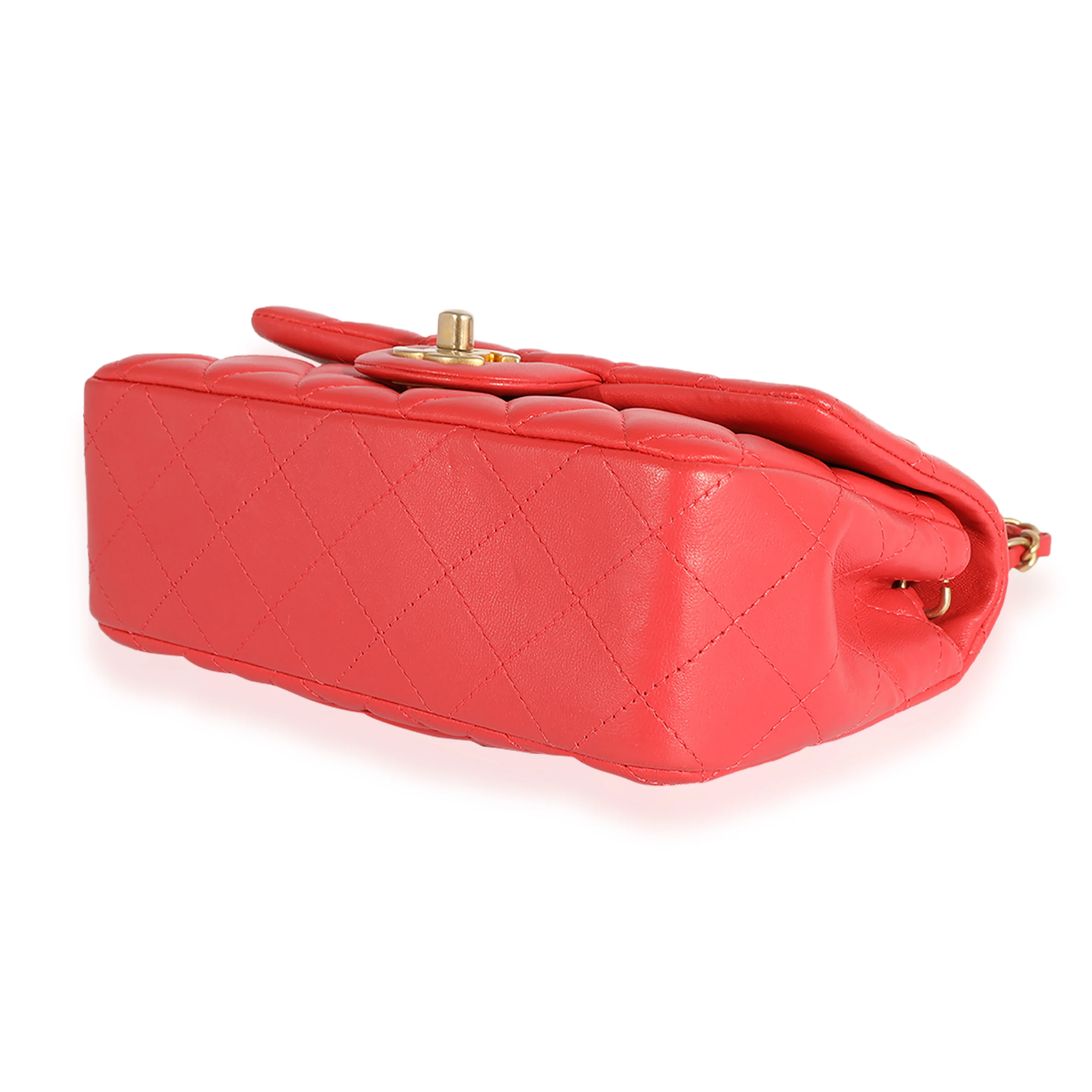 Coral Quilted Lambskin Mini Rectangular Classic Flap Bag - Image 7
