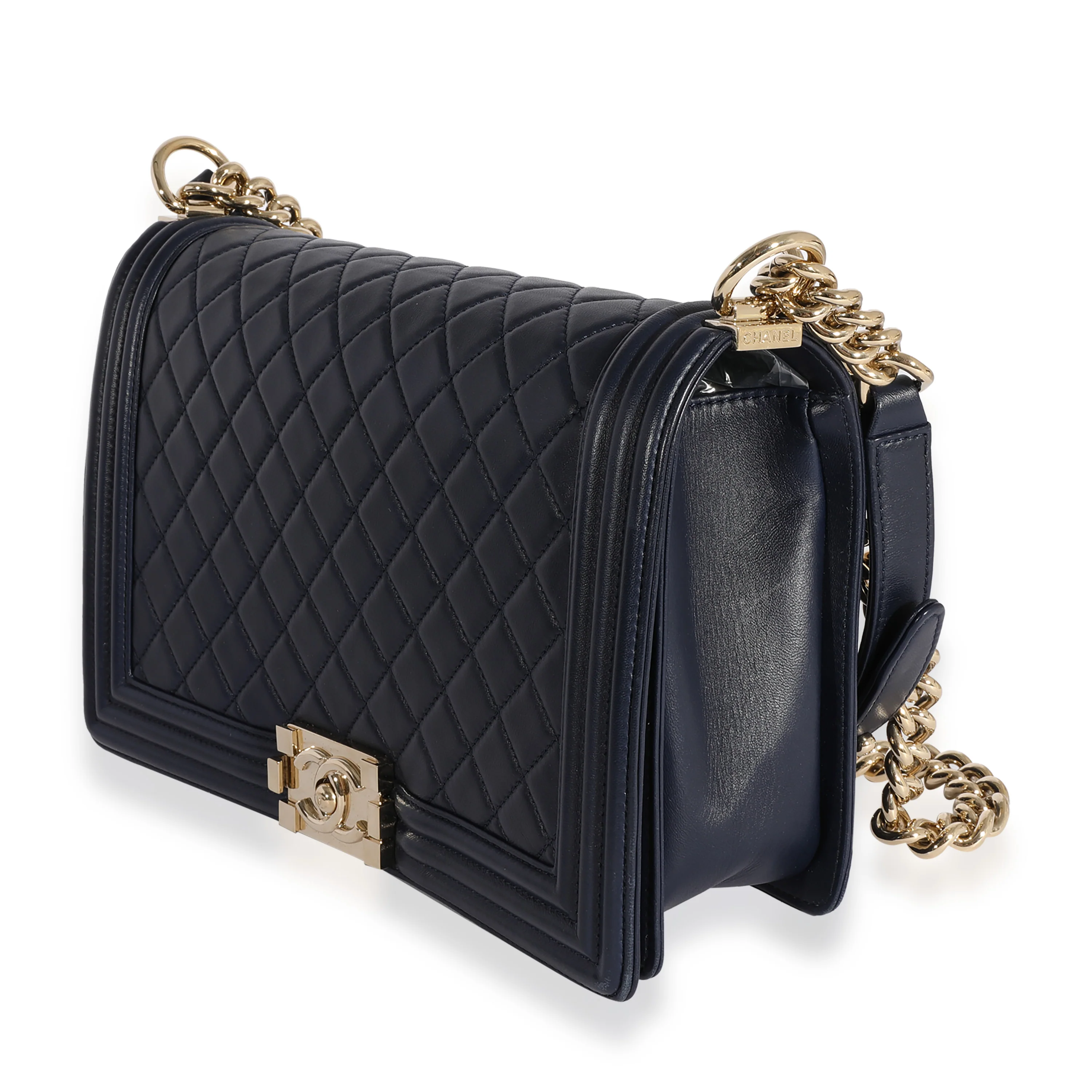 Chanel Navy Quilted Lambskin Large Boy Bag - Image 2