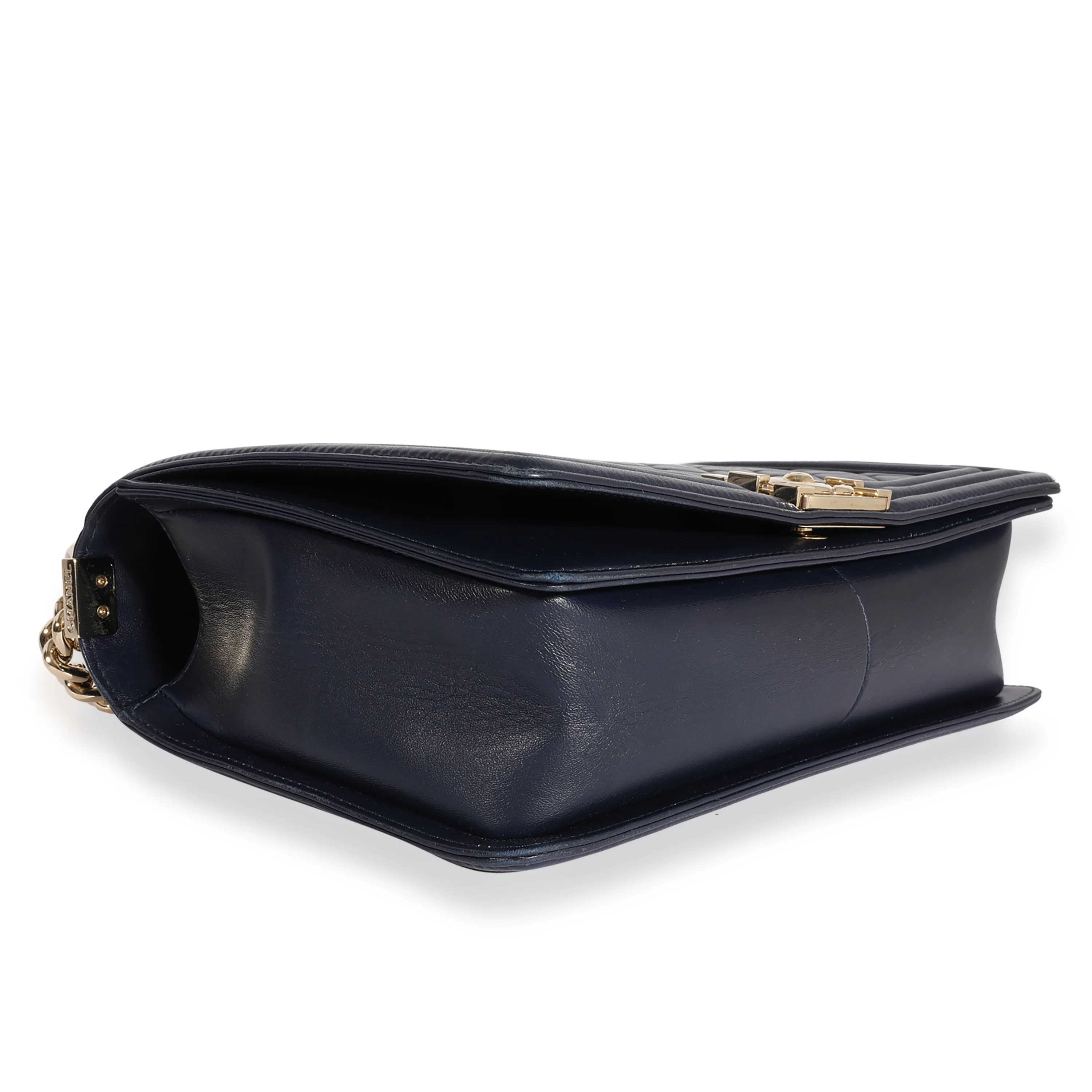 Chanel Navy Quilted Lambskin Large Boy Bag - Image 7