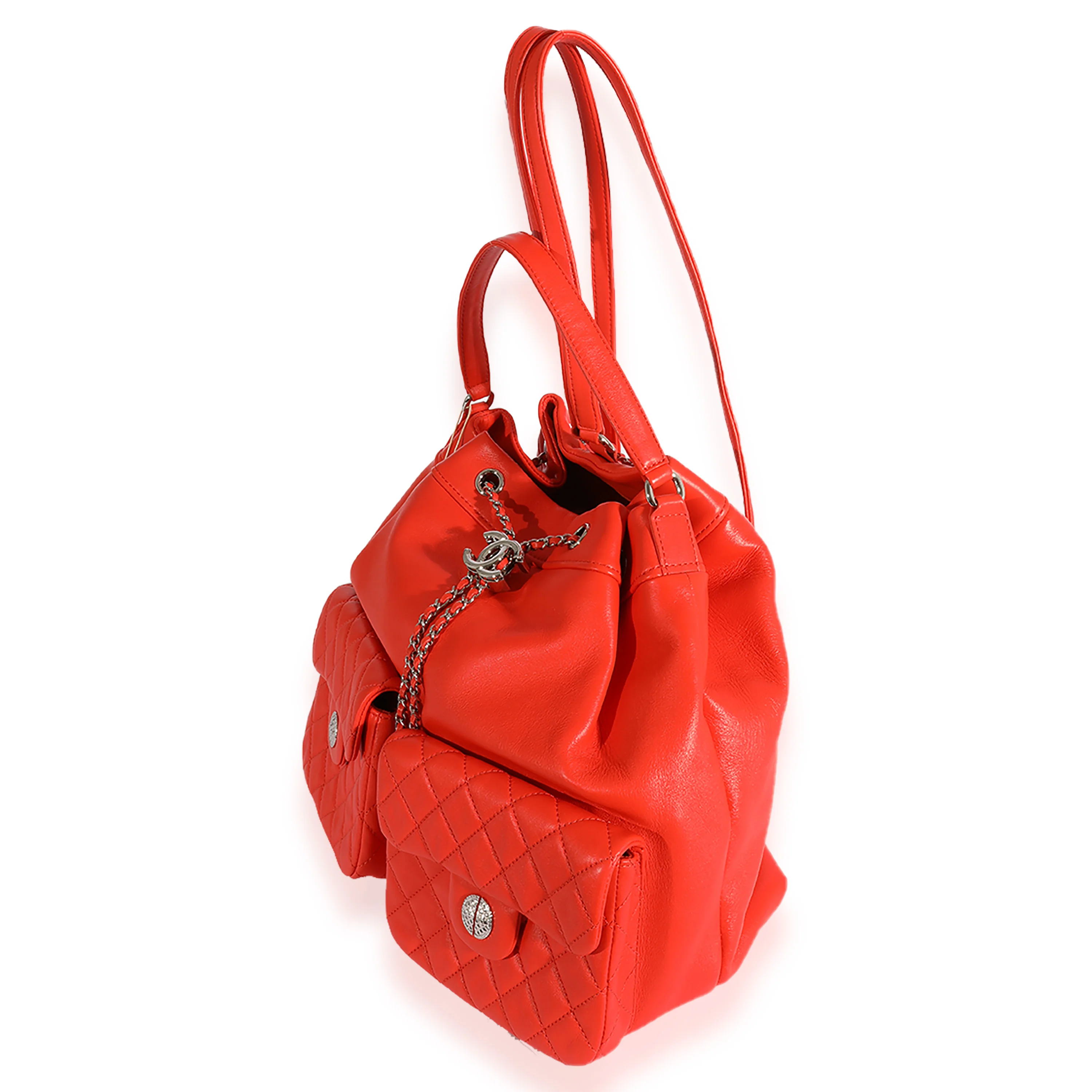 Chanel Coral Calfskin Double Pocket Drawstring Backpack - Image 2