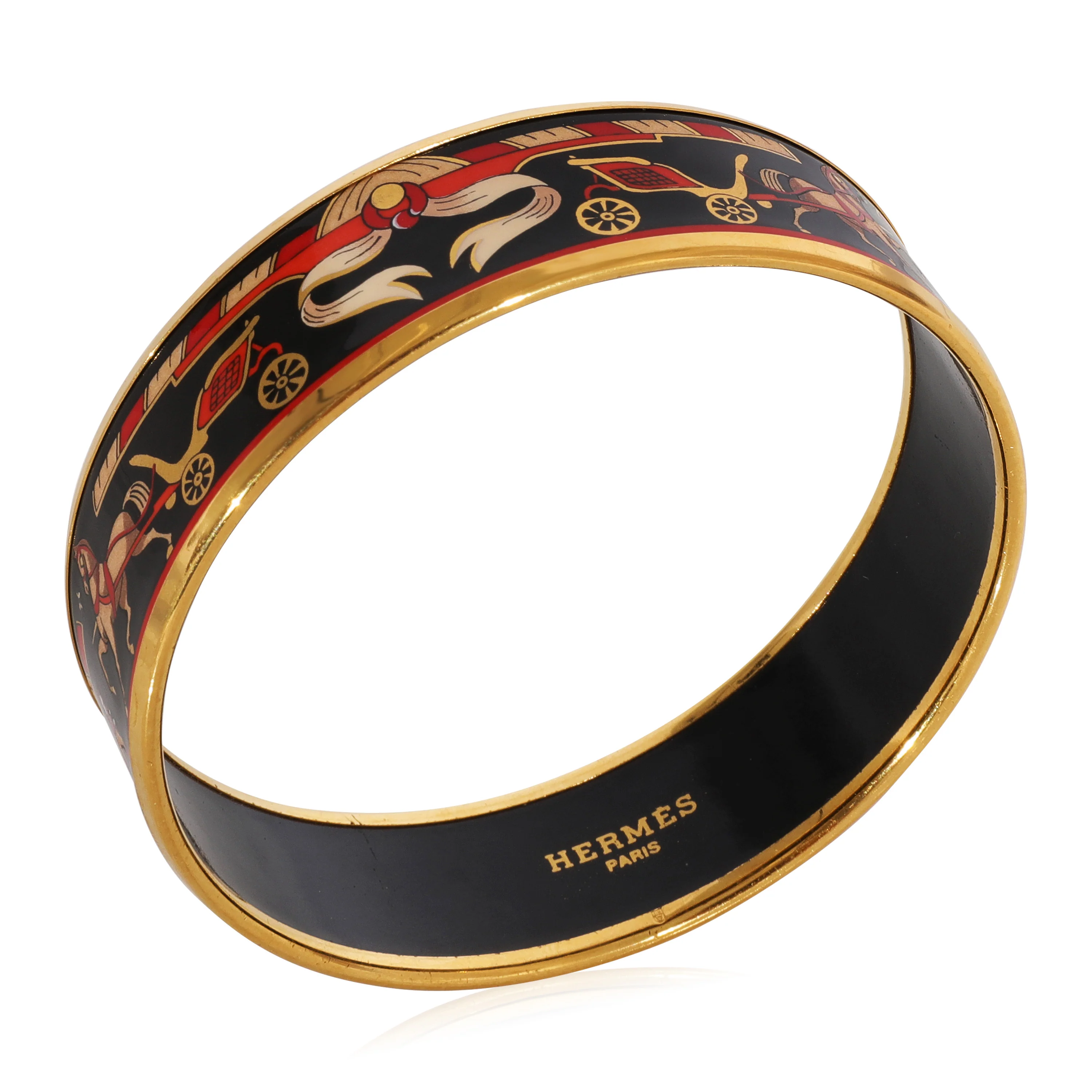 Black Red Horse Carriage Enamel Wide Bracelet 62 - Image 3