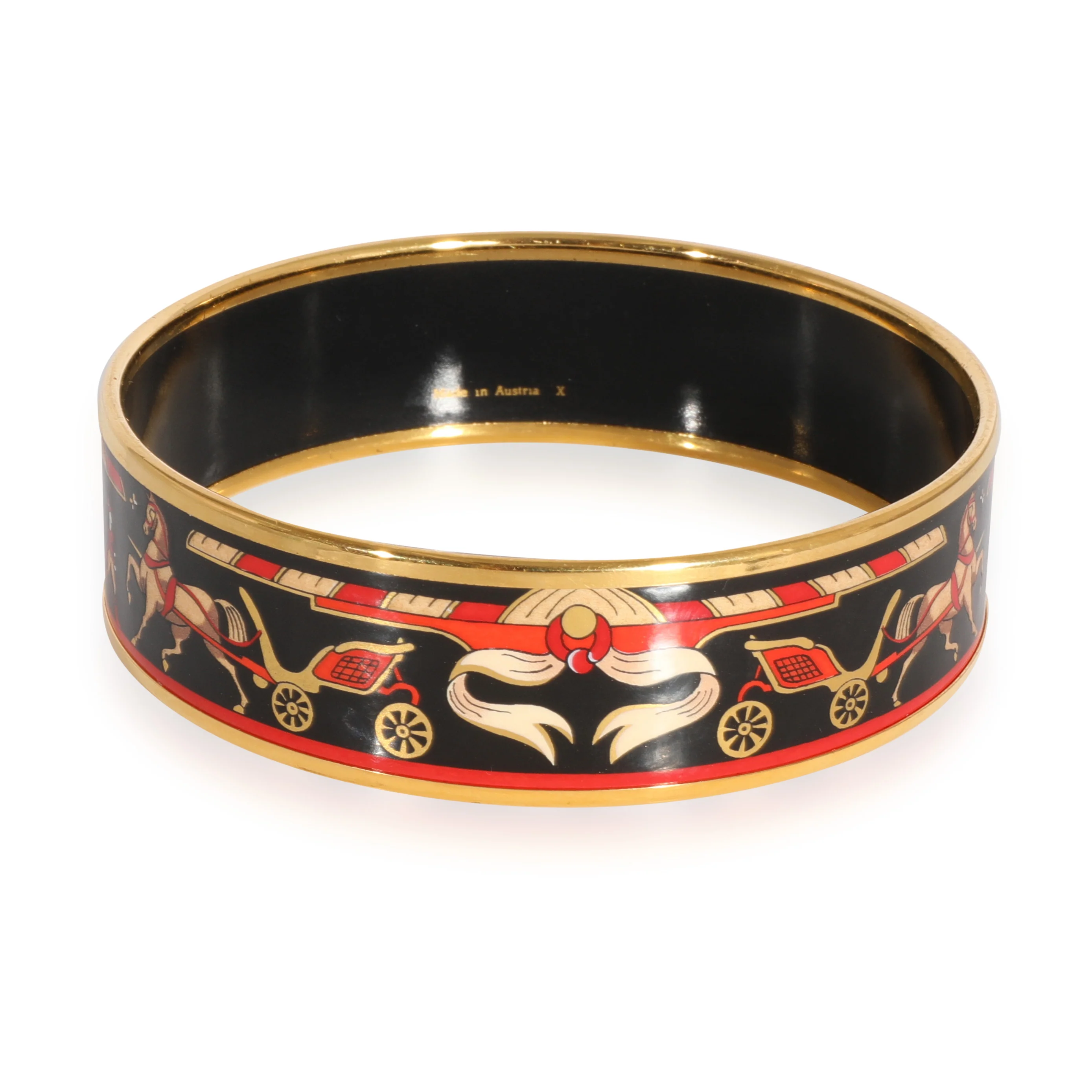 Black Red Horse Carriage Enamel Wide Bracelet 62 - Image 4
