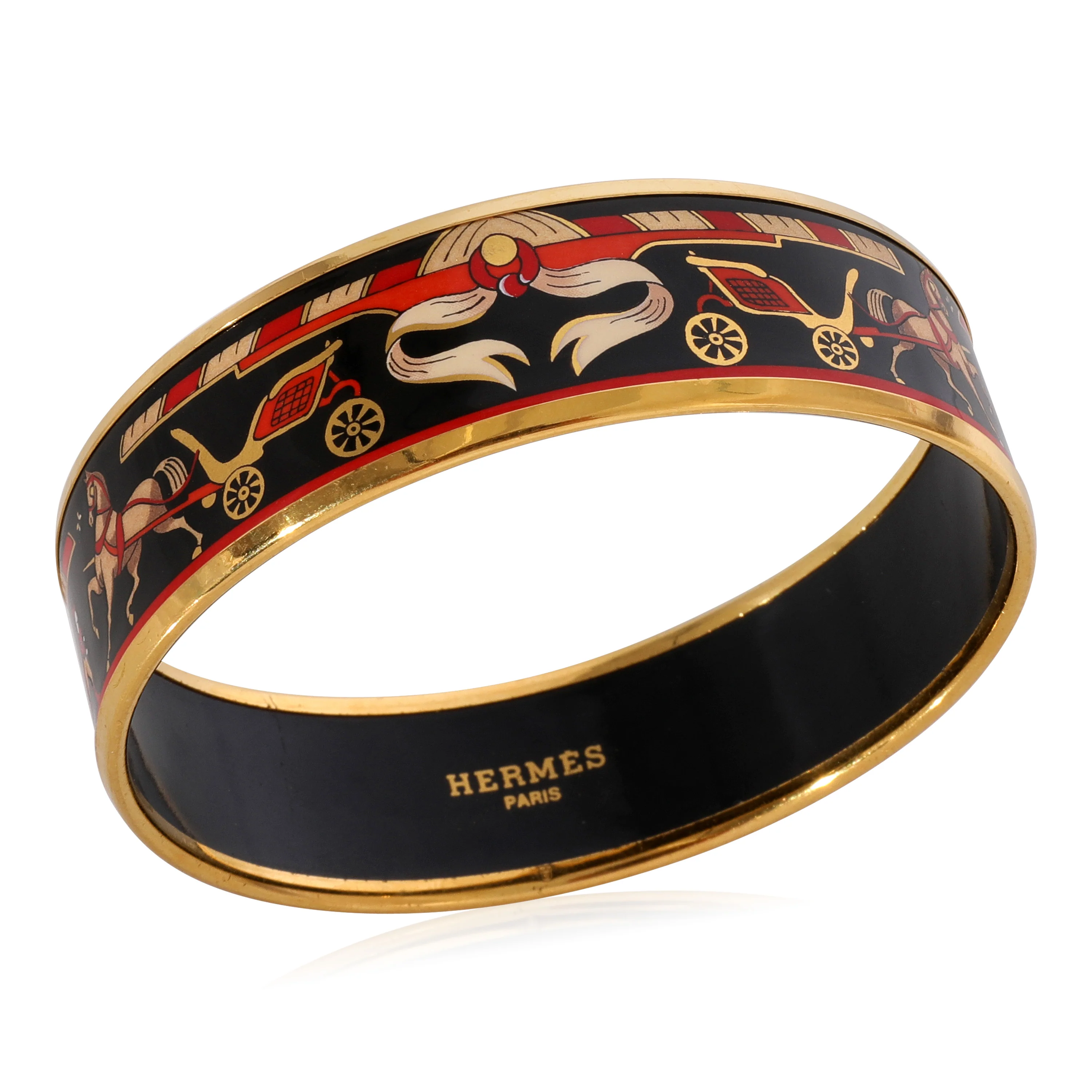 Black Red Horse Carriage Enamel Wide Bracelet 62 - Image 5